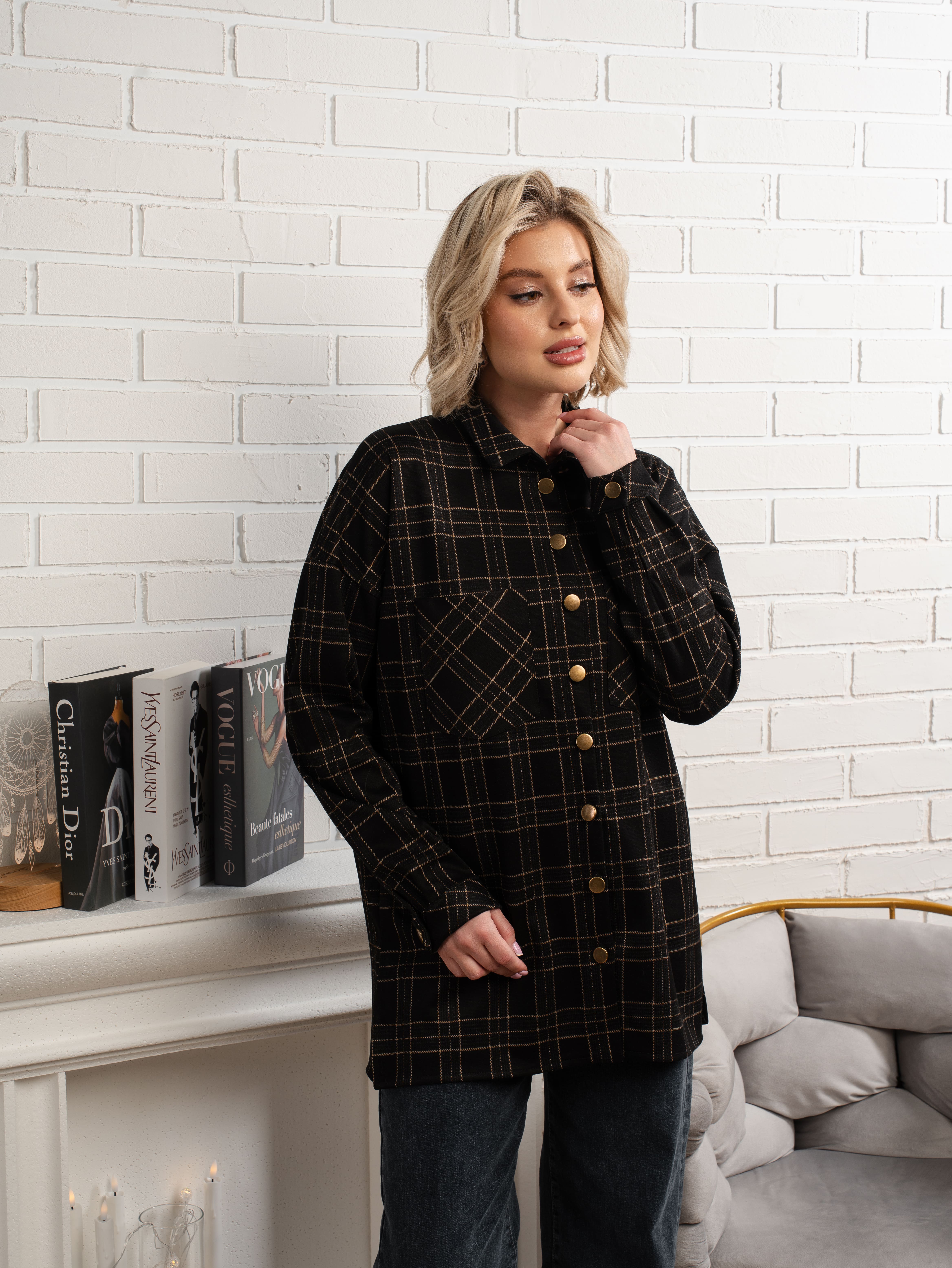 Рубашка с длинным рукавом Доротея (черная) Б14991-10М