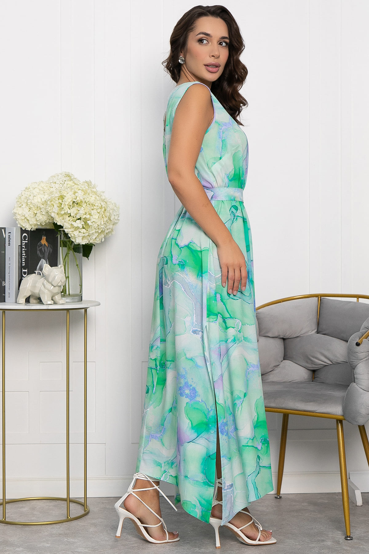 Платье Иниша  (зеленое) П14072-4М