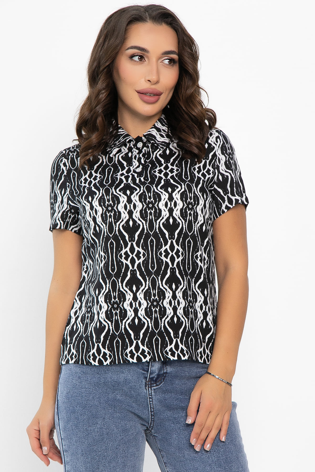 Поло Тренди (черное/узор) Б14093-10М