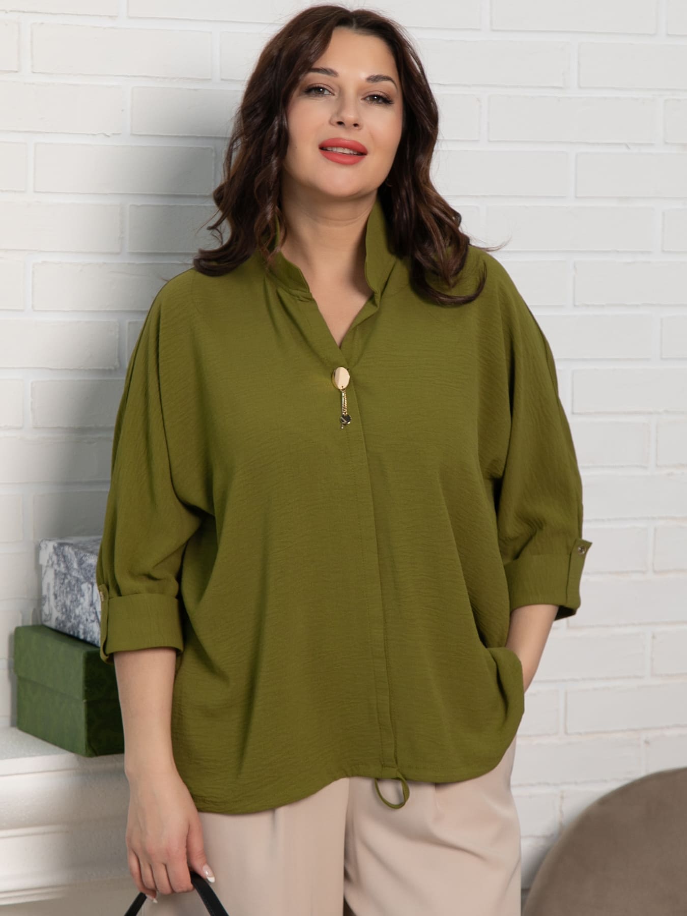Блуза Серенада (оливковый) Б15551-24М