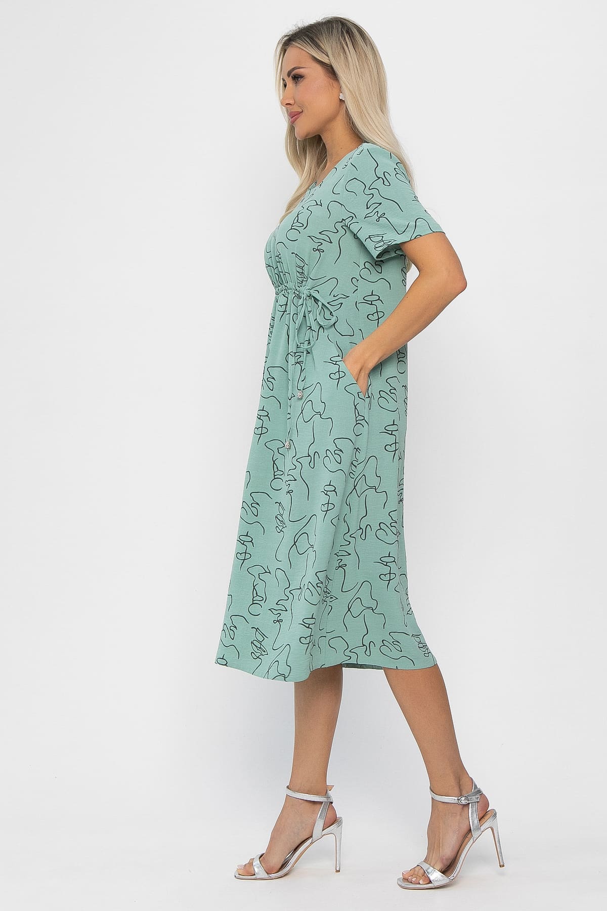 Платье Цветы лета (мятное) П13785-18М