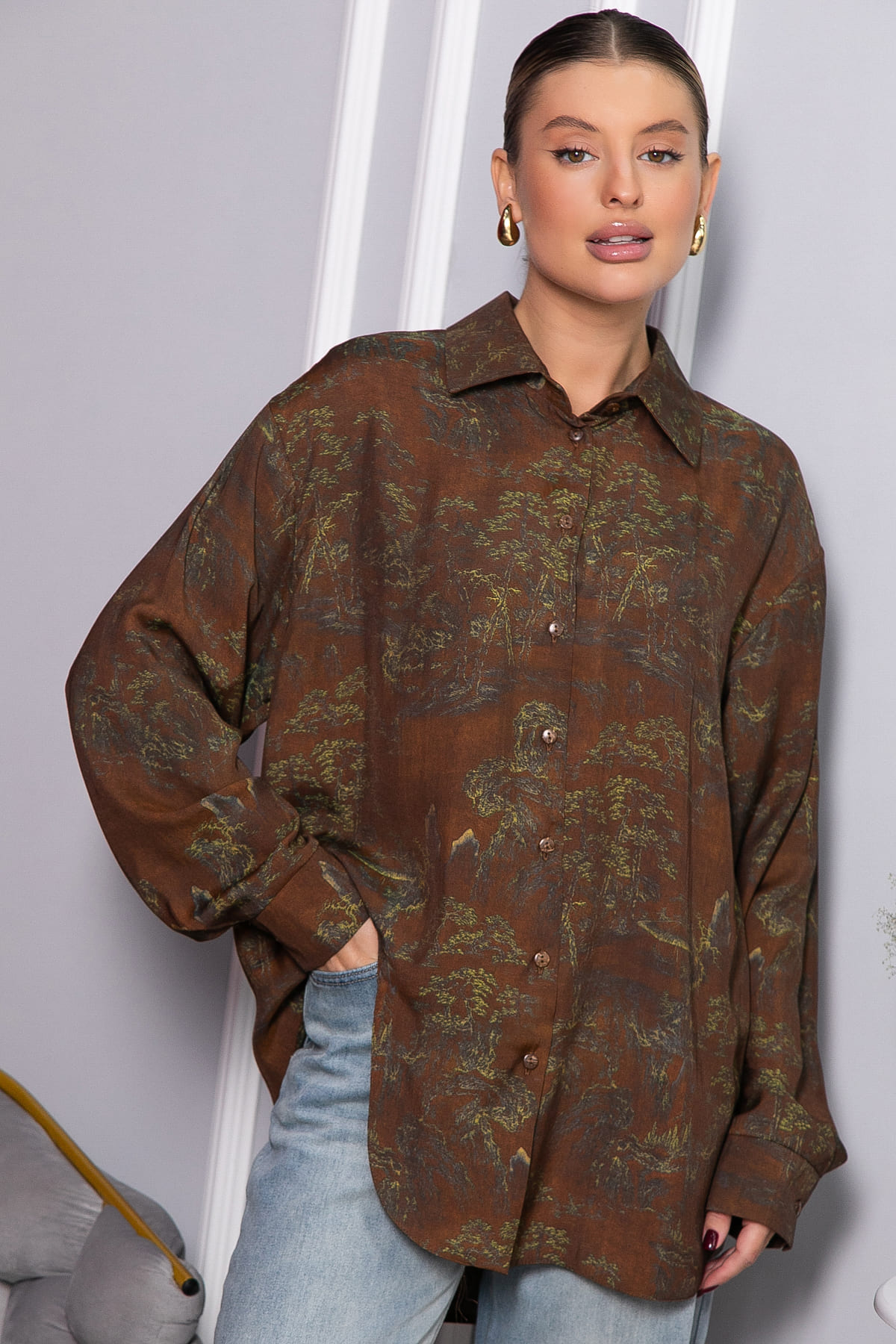 Блуза Тайна очарования (коричневая) Б14433-5М