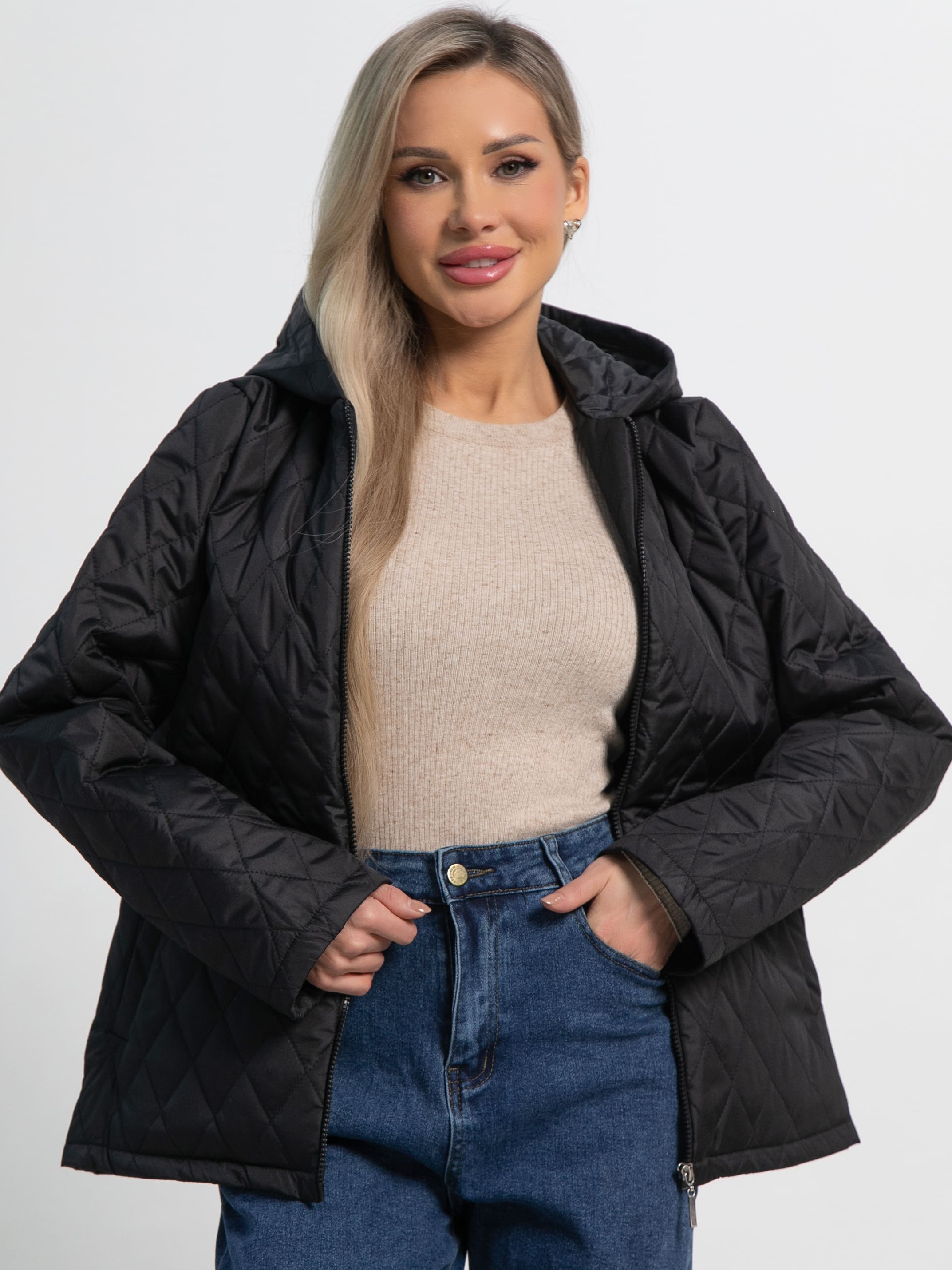 Куртка демисезонная стеганая (черная матовая) Б15194-25М