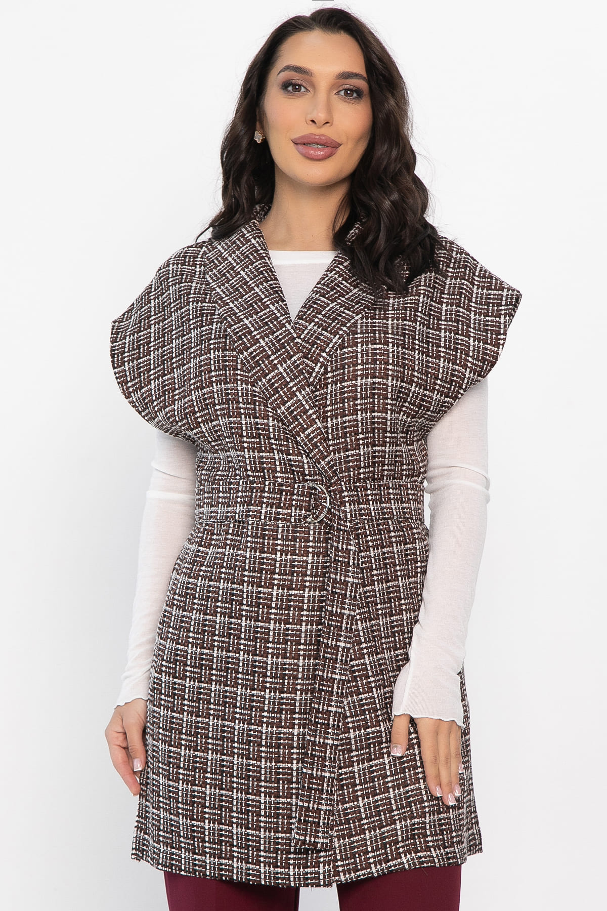 Жилет костюмный из твида Жюлли (кофе) Б14489-4М