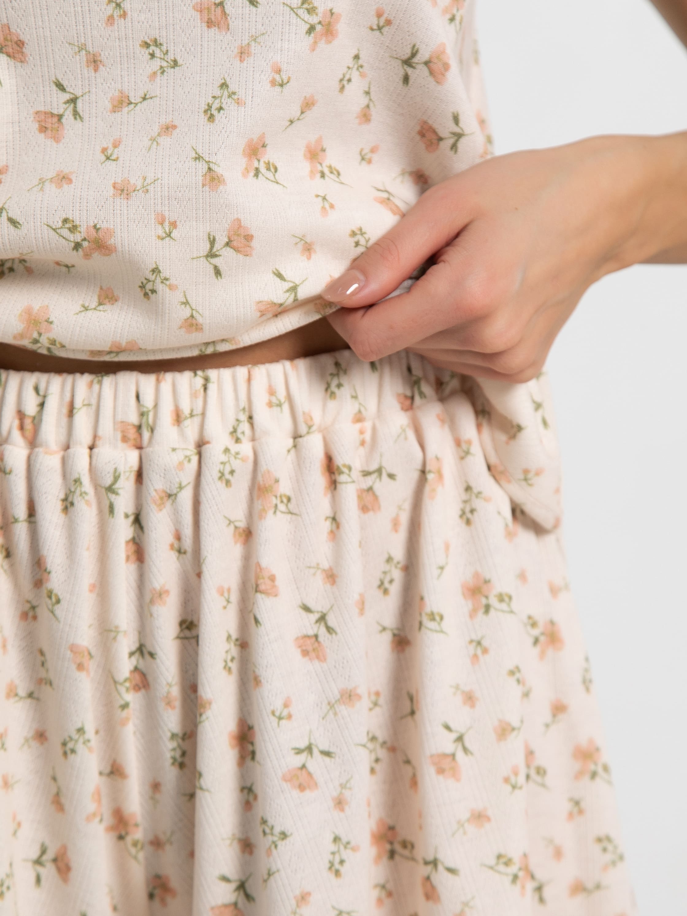 Костюм домашний с шортами Мила (бежево-розовый) К15214-1М