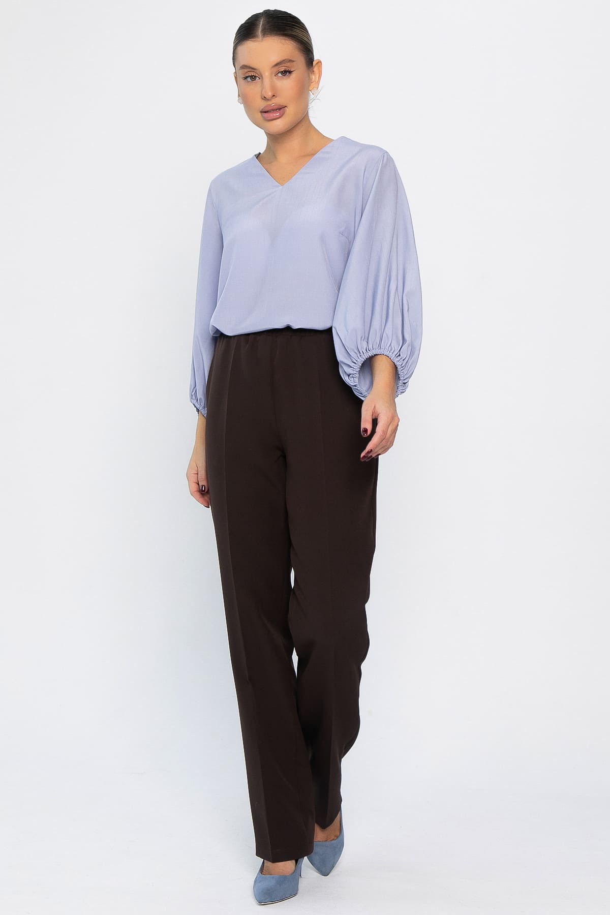 Брюки на резинке Эльда (коричневые) Б14332-9М