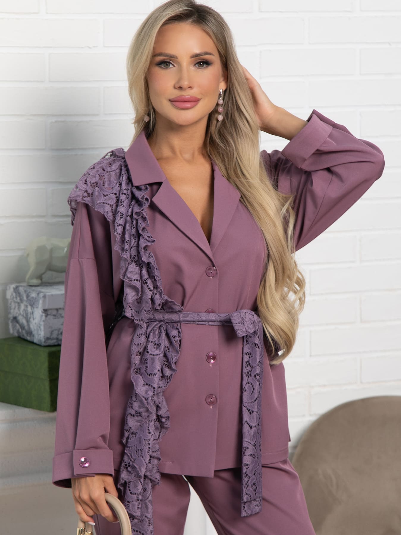 Костюм брючный Стилизация (нежно-розовый) К15332-4М