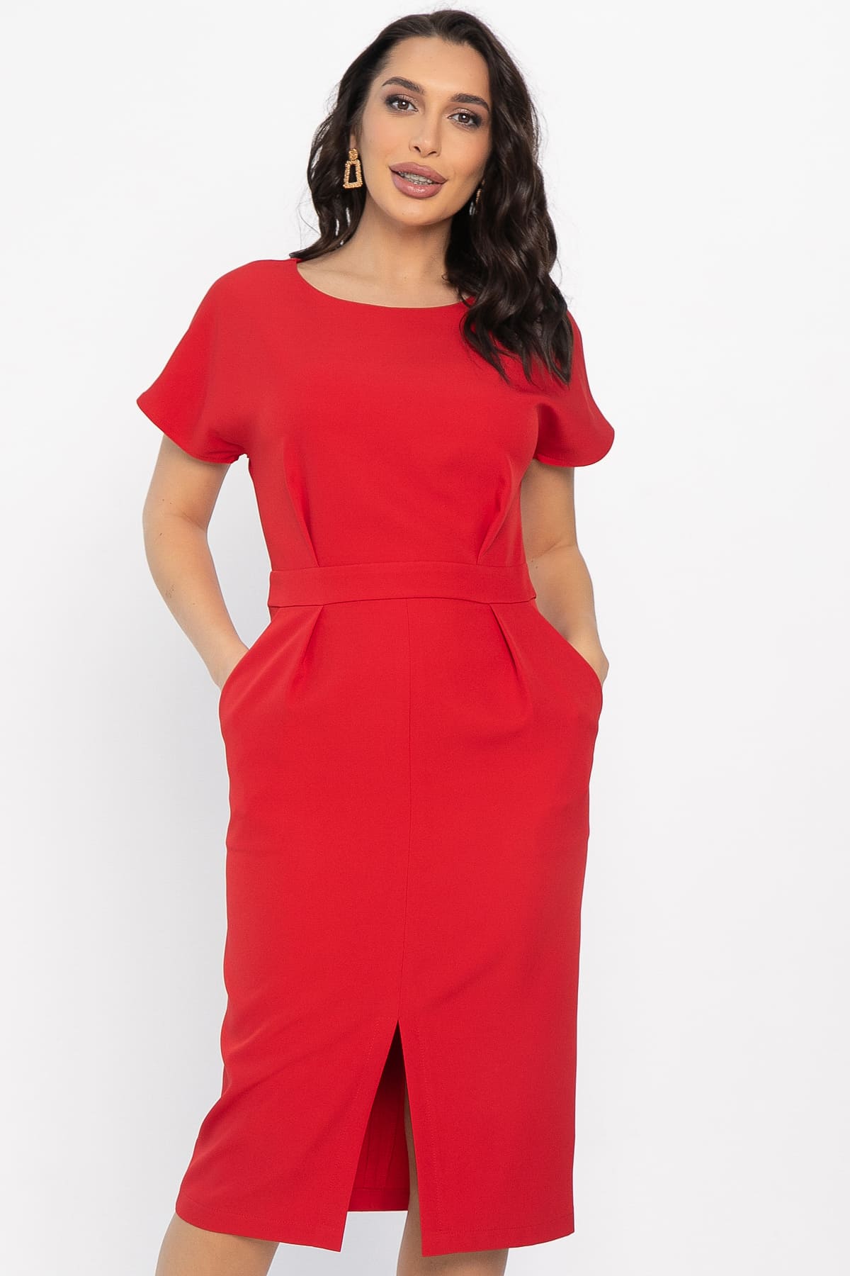 Платье с карманами Утренняя роса (красное) П14372-16М