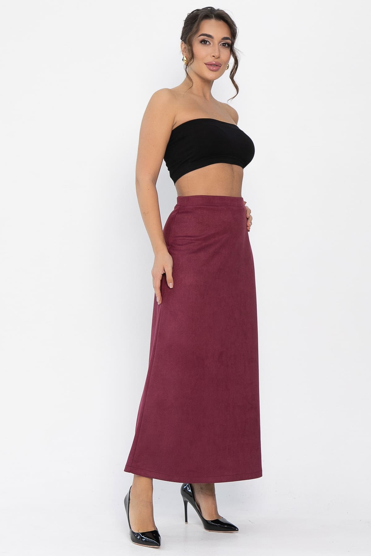 Юбка макси Алана (бордовая) Ю14254-6М
