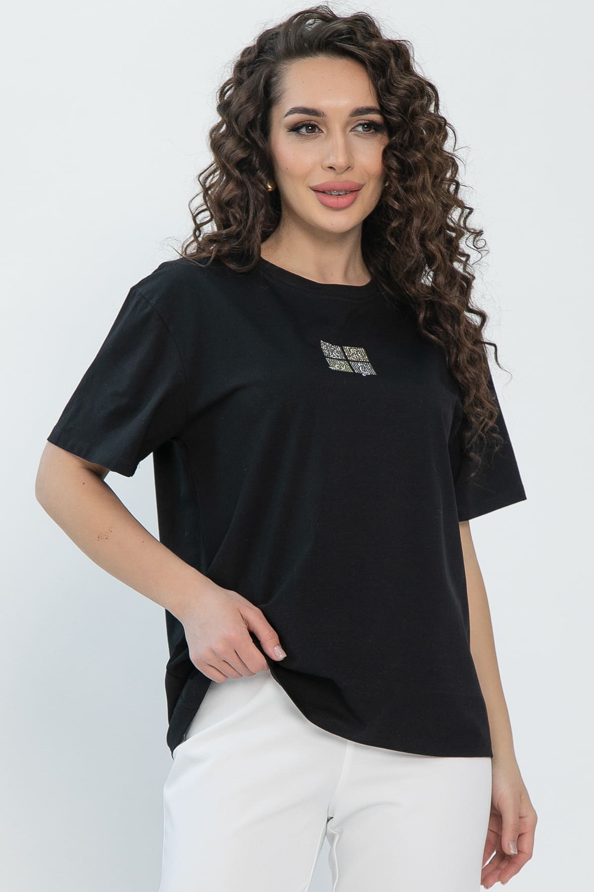 Футболка Аника (черная/коты) Б13494-20М