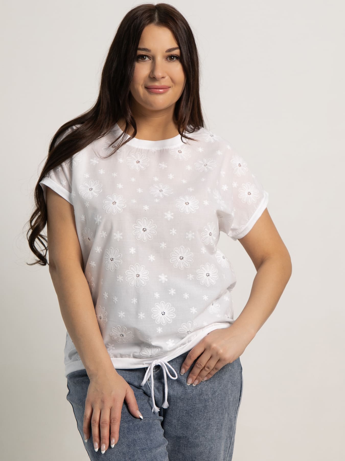 Блуза Таня (белая/цветы) Б15707-20М