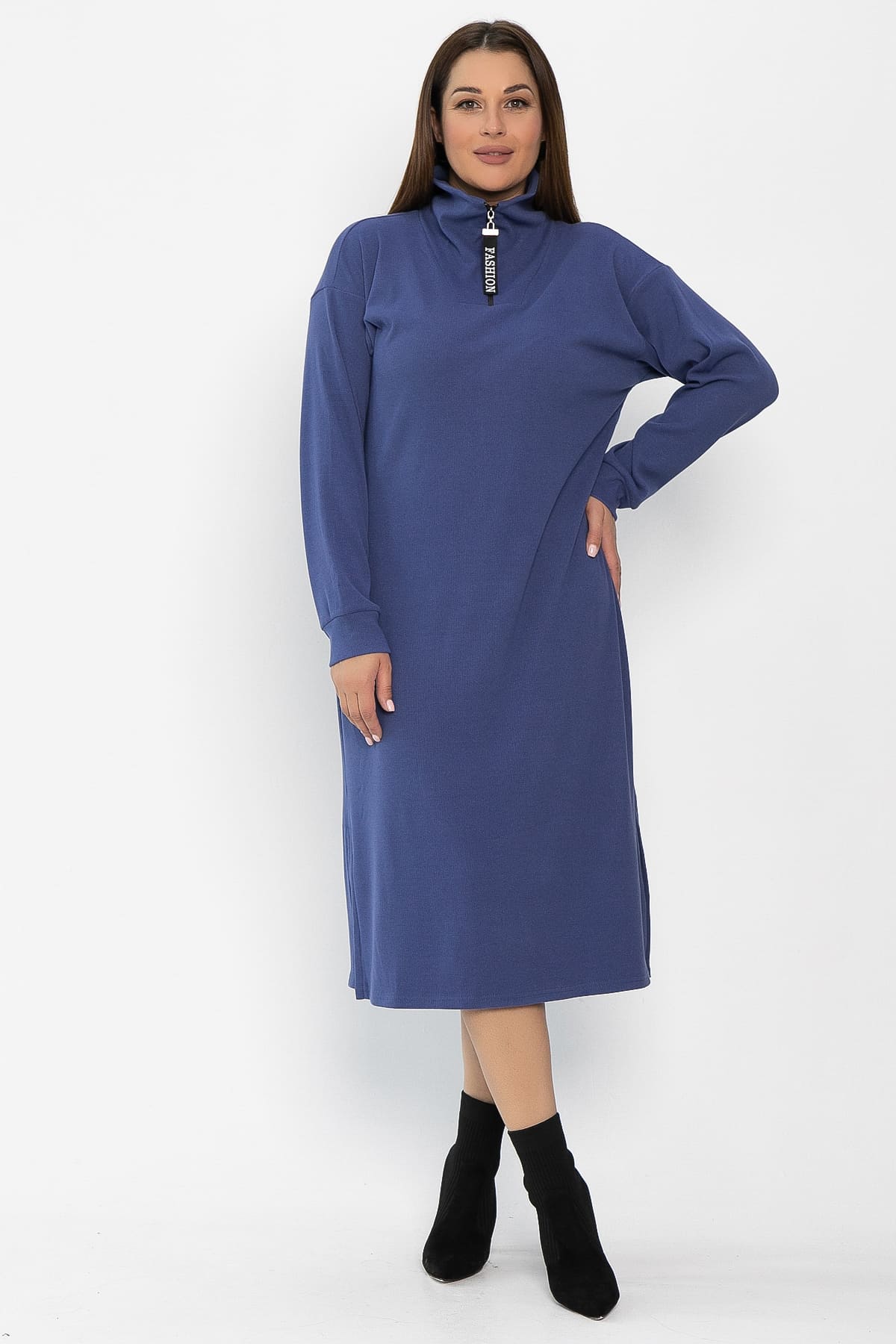 Платье с поясом Харизма (синее) П14351-5М