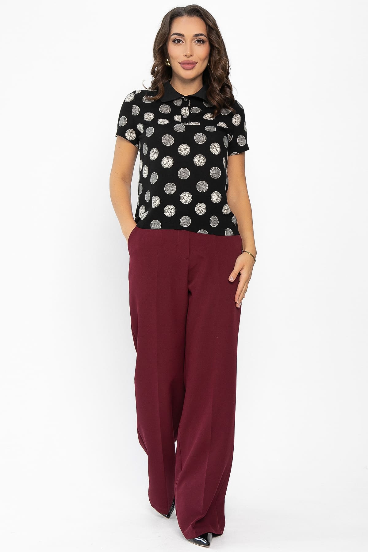 Поло Тренди (черное/круги) Б14092-10М