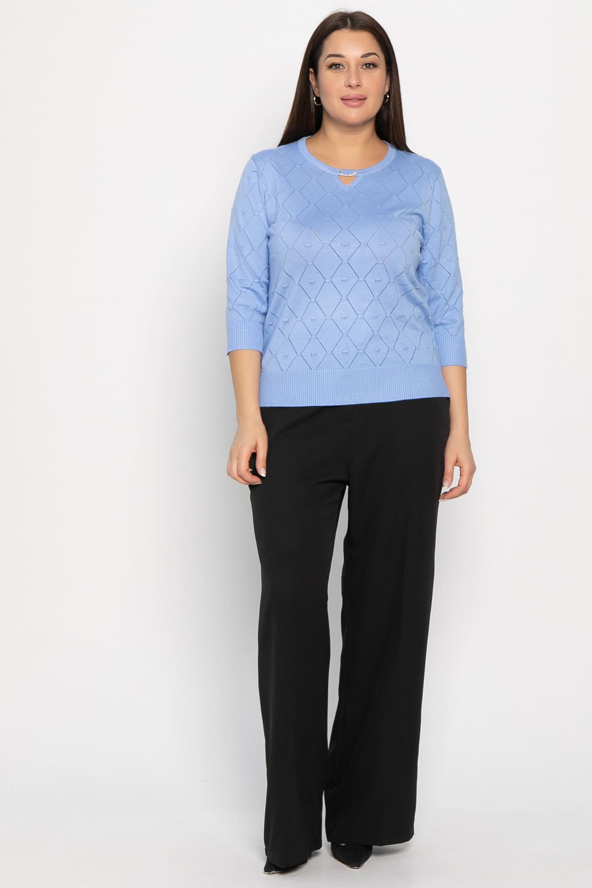 Блуза Нежный узор (голубая) Б14937-18М