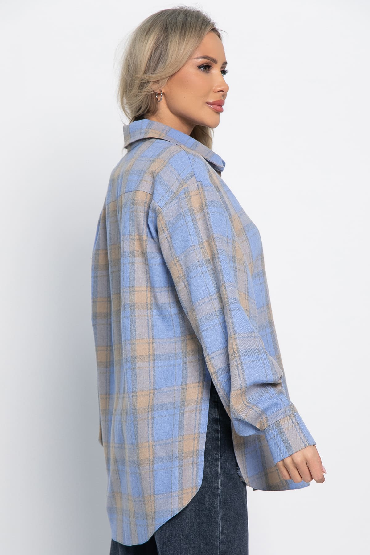 Рубашка Дэлли (бежево-голубая) Б15107-7М