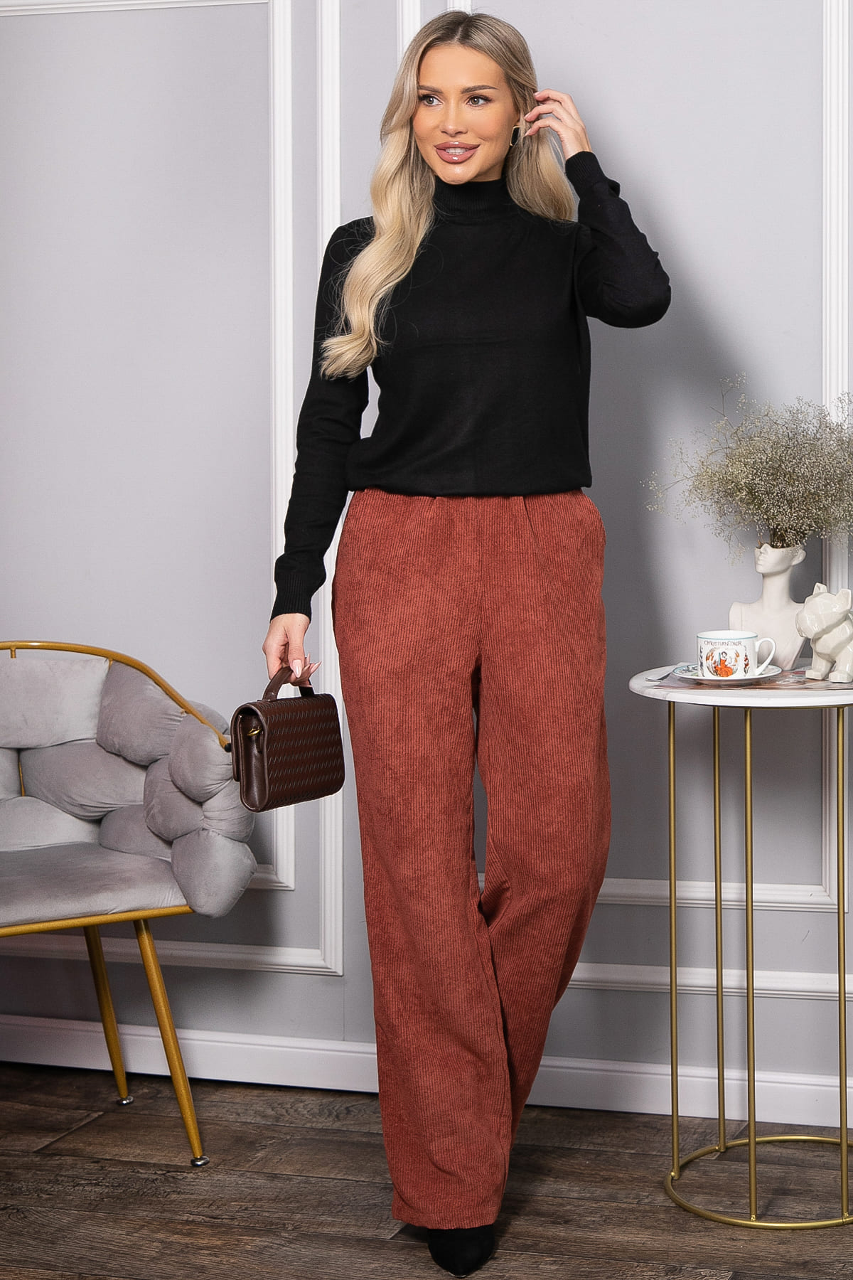 Брюки вельветовые Динара (коричневые) Б14630-39М