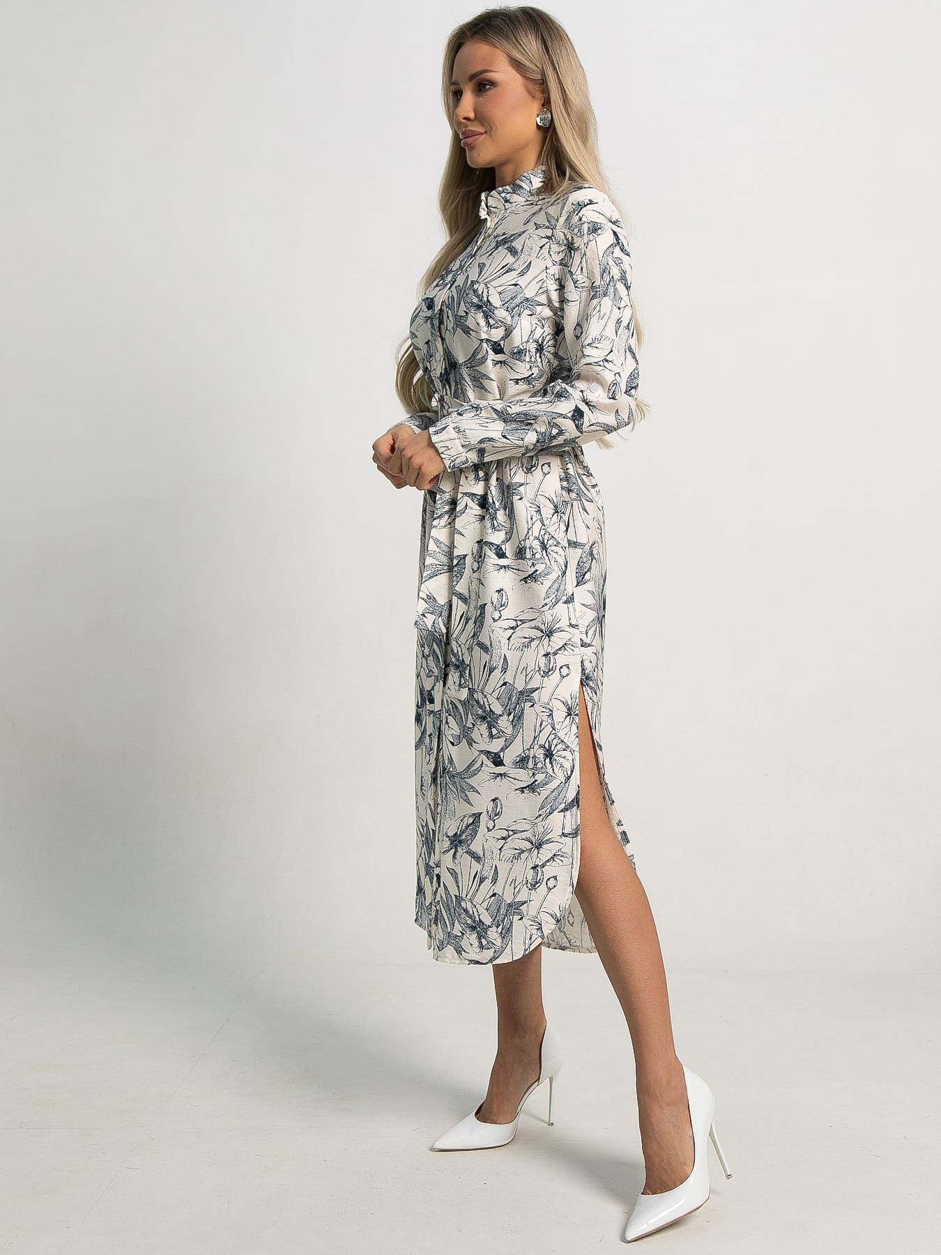 Платье-рубашка Долли (бело-синее) П15555-10М