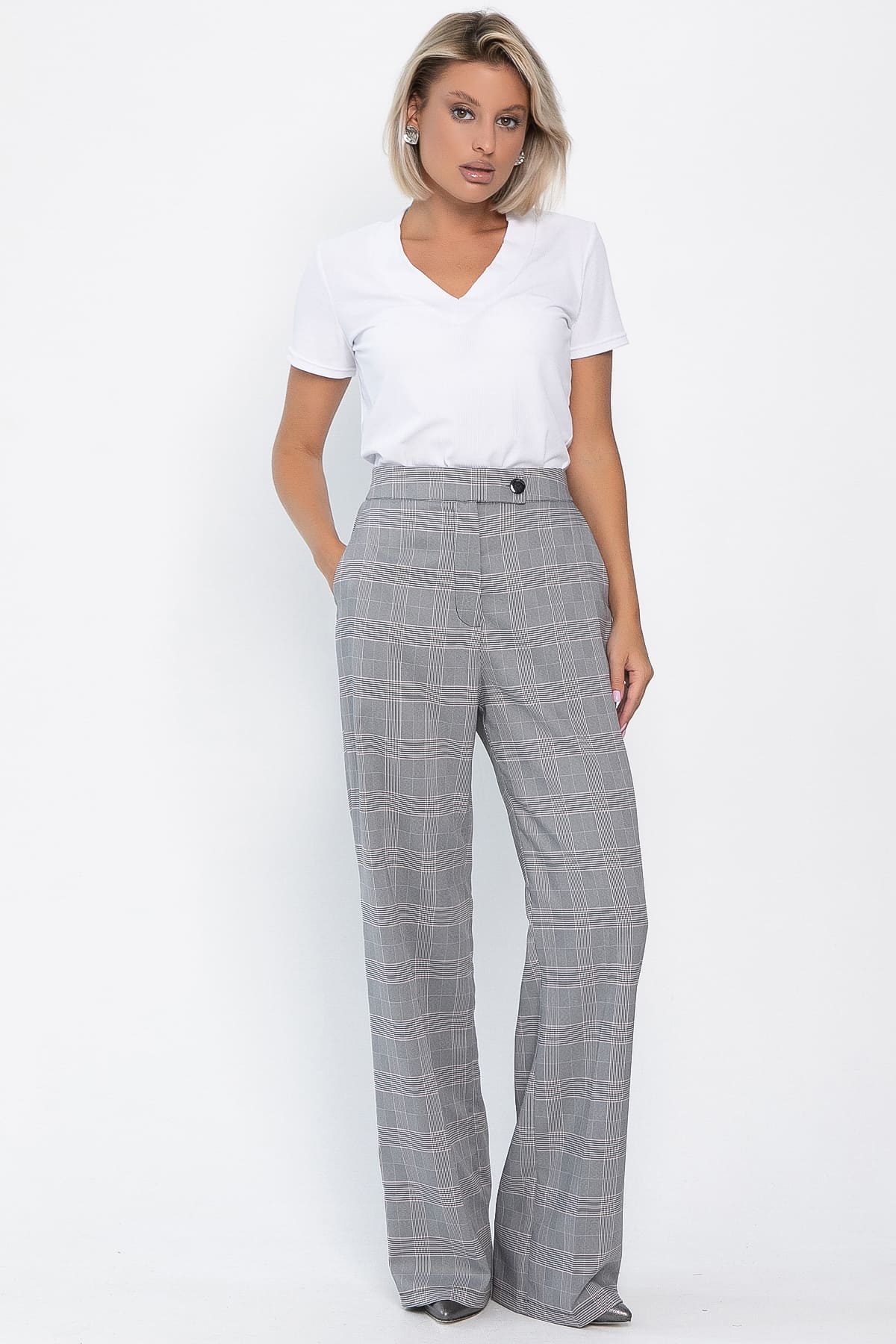Брюки Брайн (серые/клетка) Б14105-34М