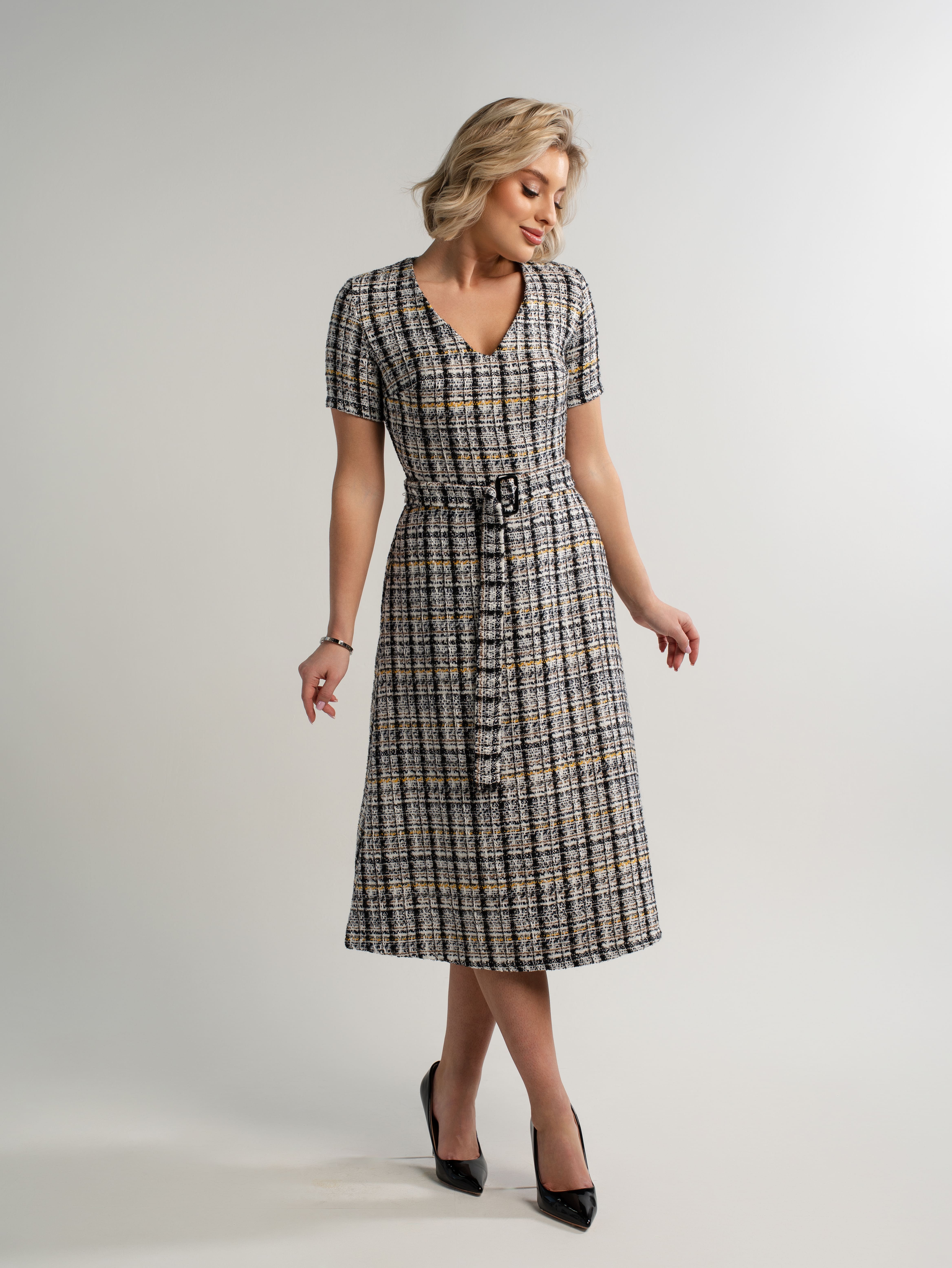 Платье твидовое Парижанка (серое) П15093-10М