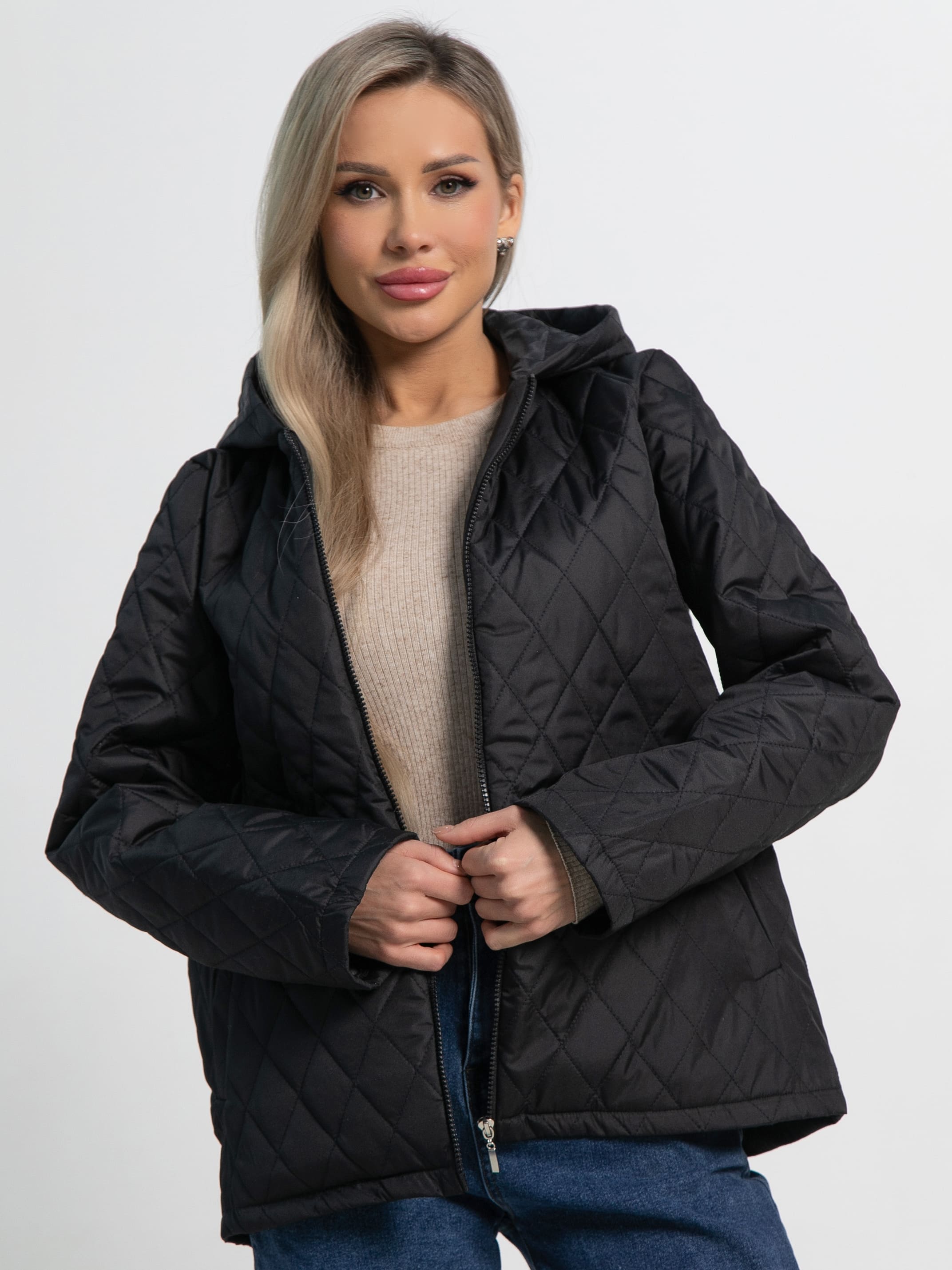 Куртка демисезонная стеганая (черная матовая) Б15194-25М
