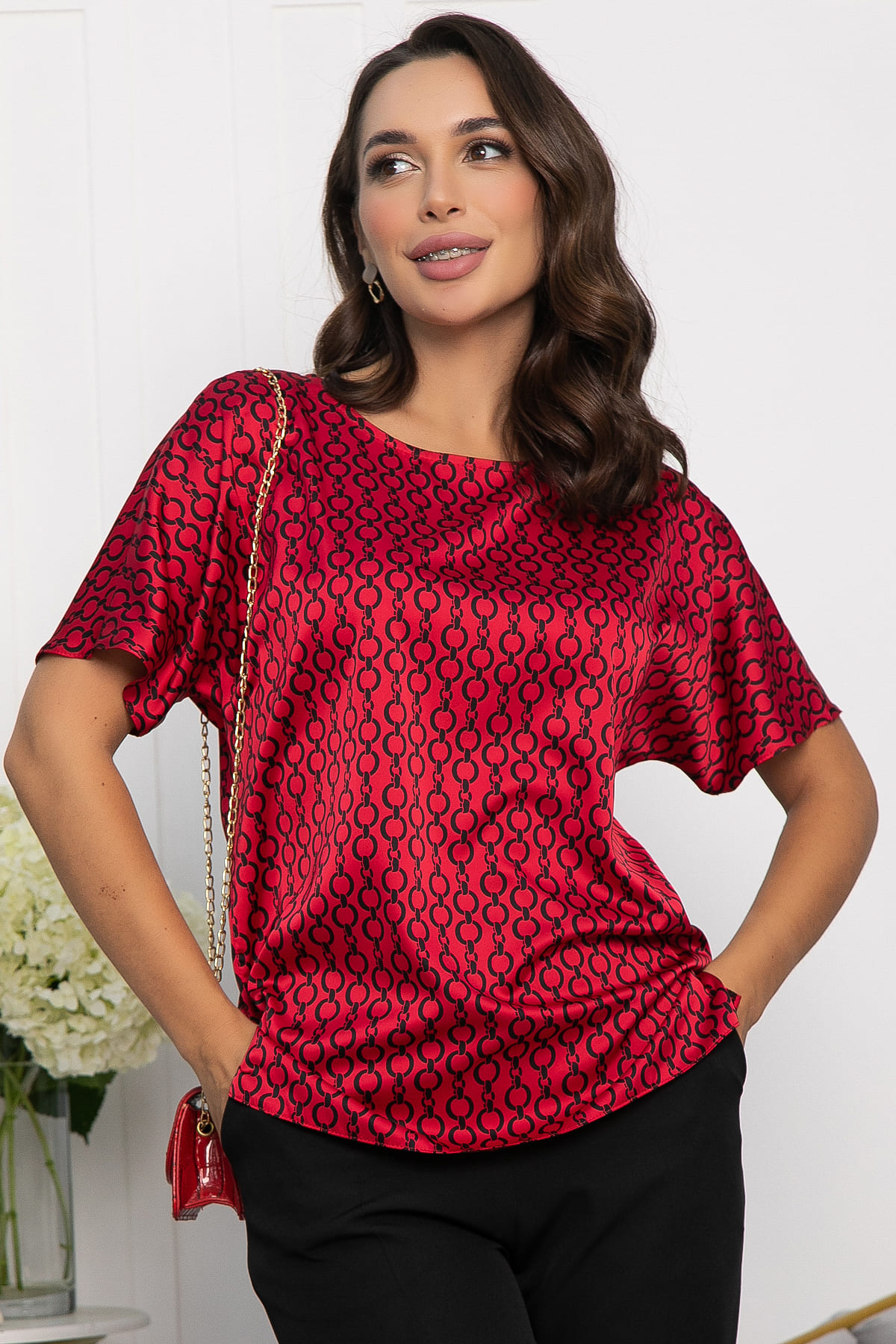 Блуза Морган (красная/цепи) Б14087-16М