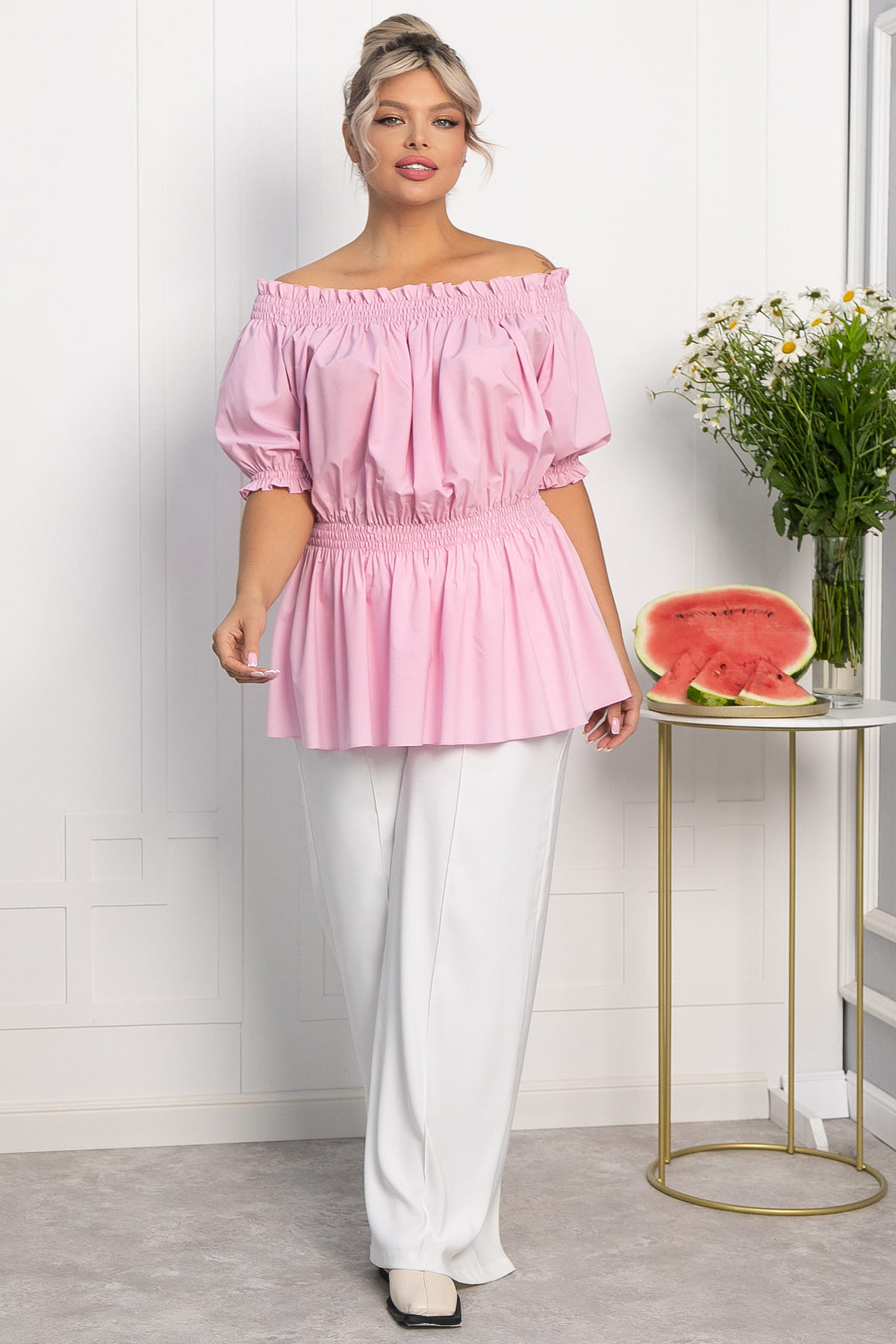 Блуза Летняя идиллия (зефирно-розовая) Б13912-47М