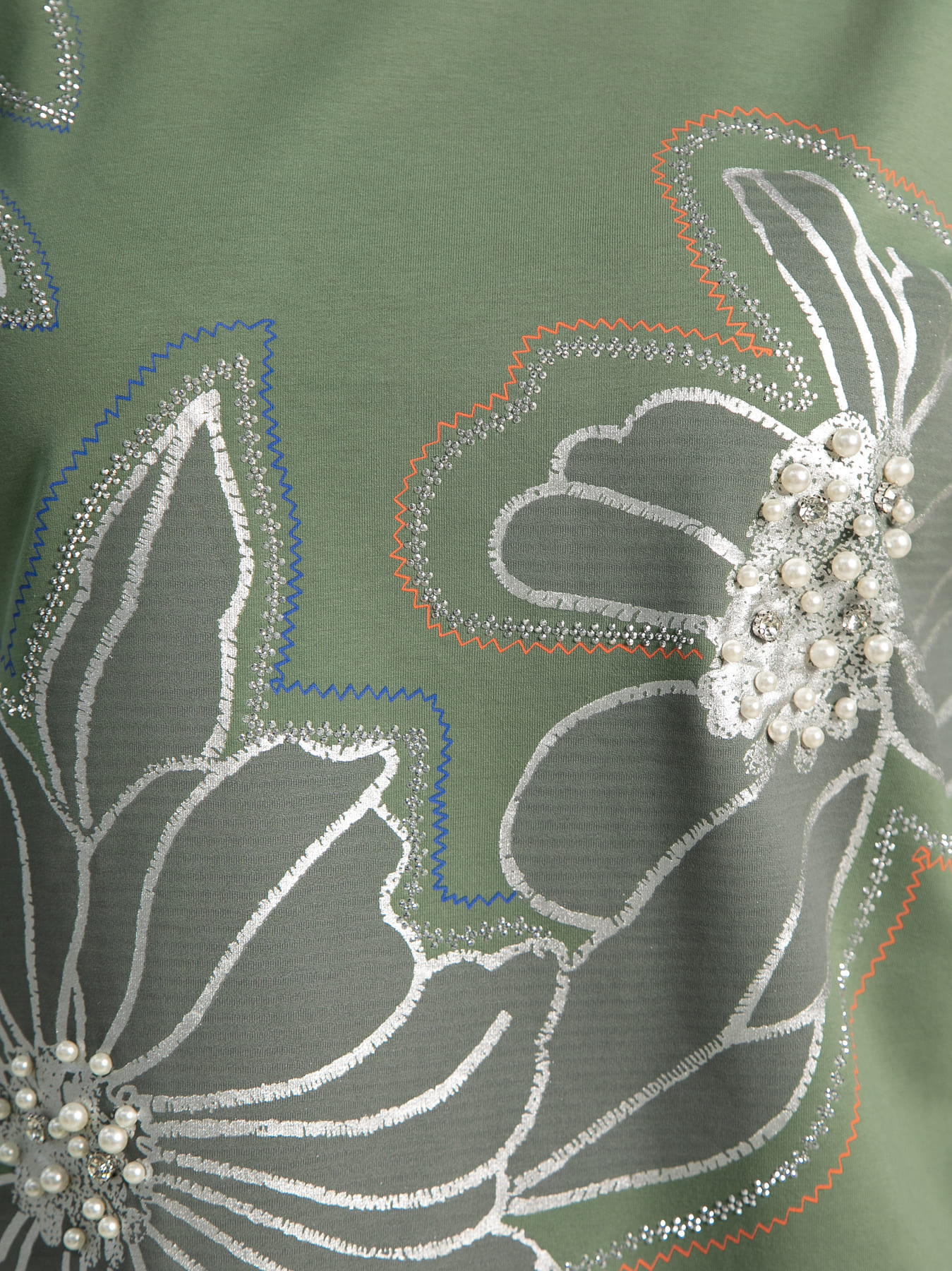 Блуза Цветочная рапсодия (зеленая) Б15312-18М