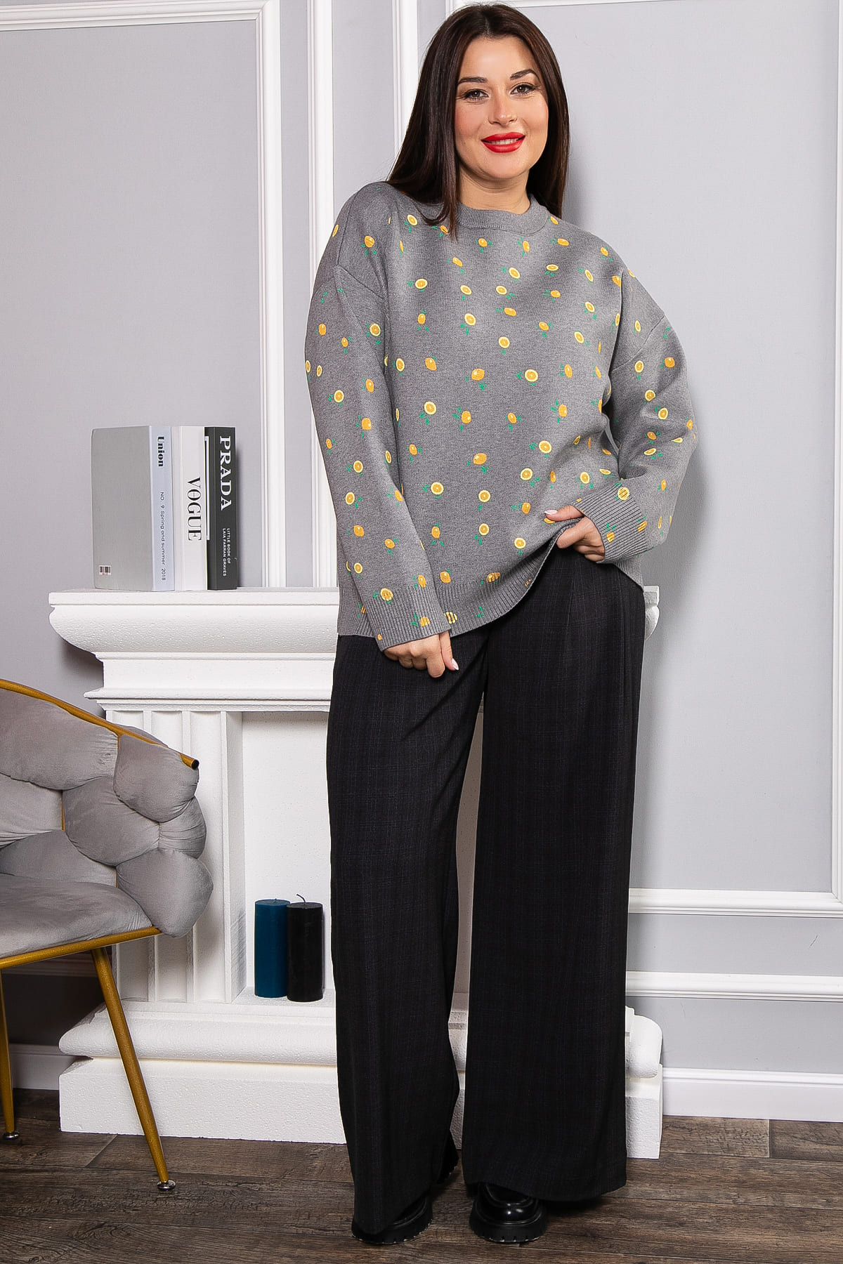 Брюки палаццо Креатив (темно-серые) Б14655-24М