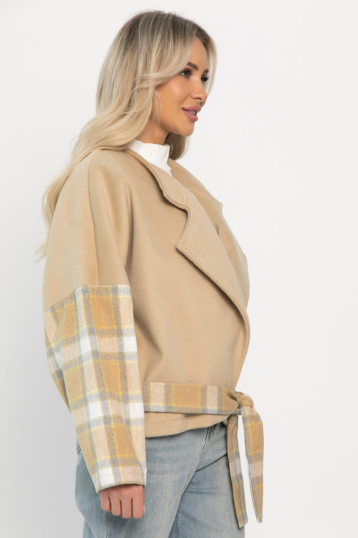 Пальто укороченное Хайт (бежевое) Б14314-7М