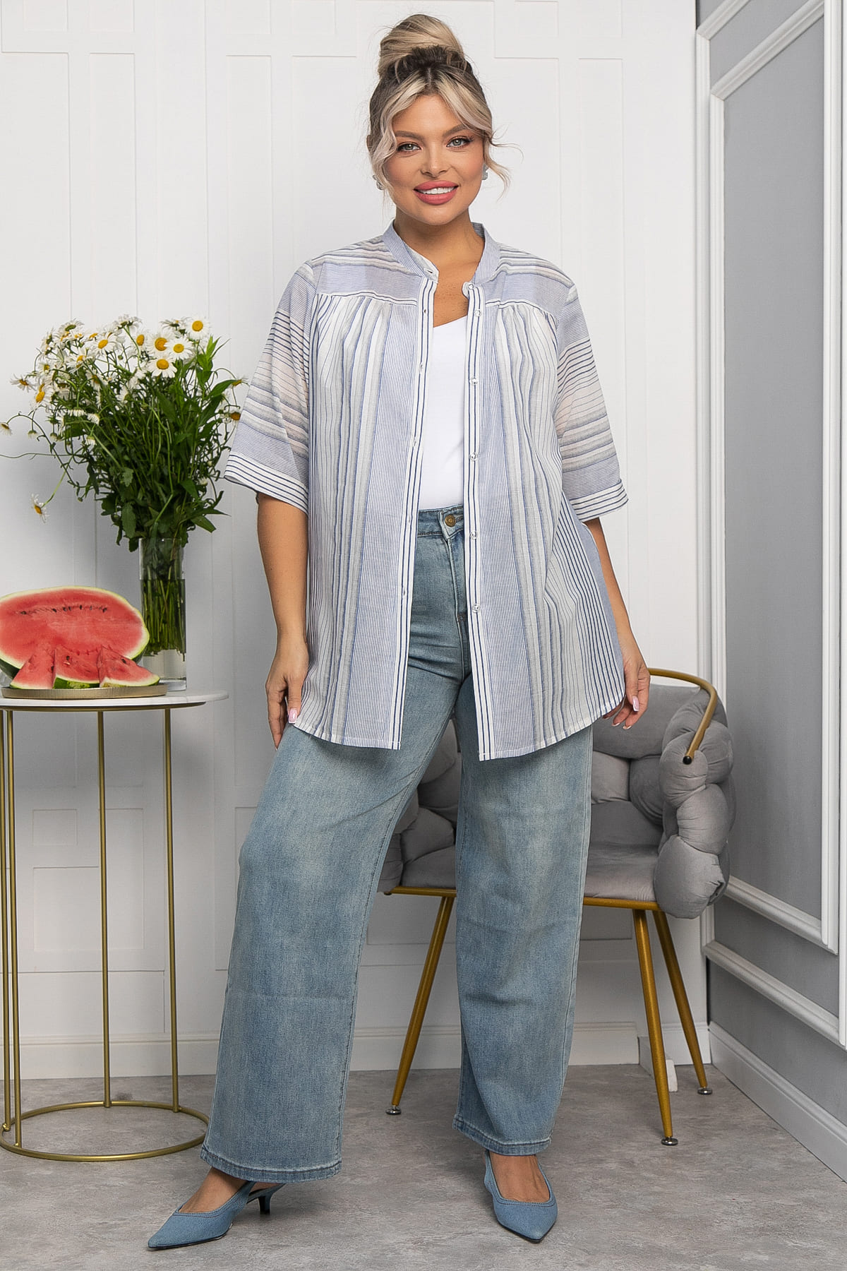 Блуза Июль (голубая) Б13876-24М