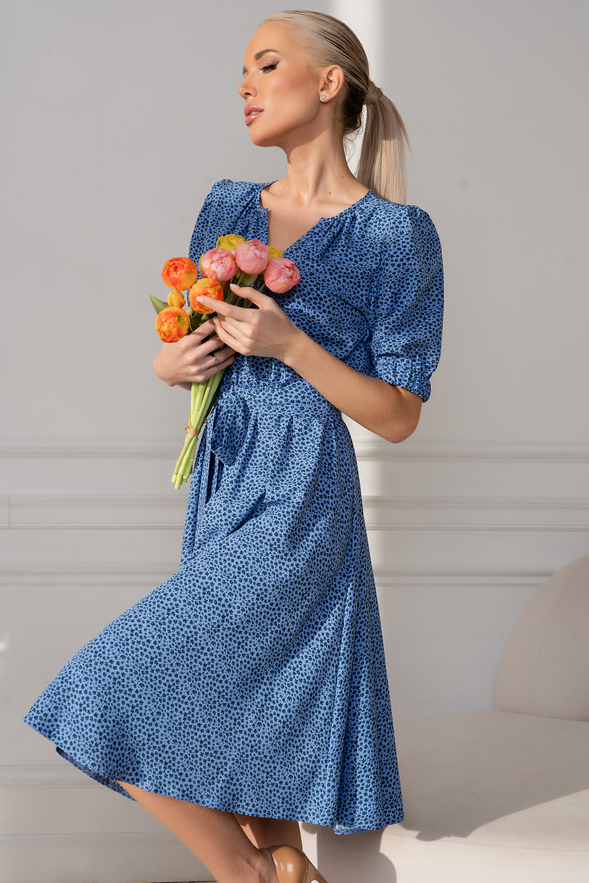 Платье Лагуна (голубое) П13443-45М