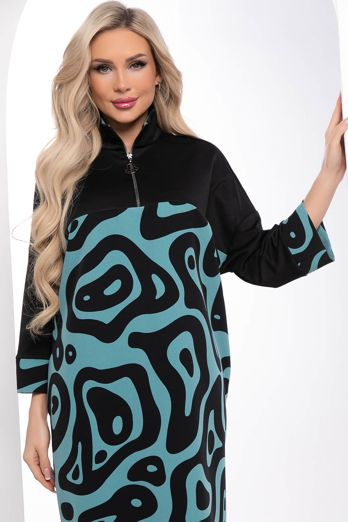 Платье "Эксклюзив" (бирюза/черное) П8328