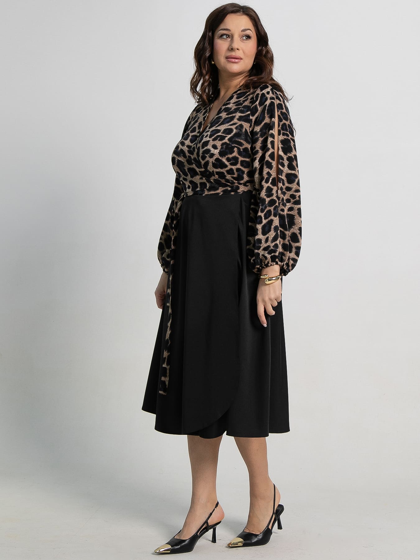 Платье Клеопатра (черное/лео) П15226-13М