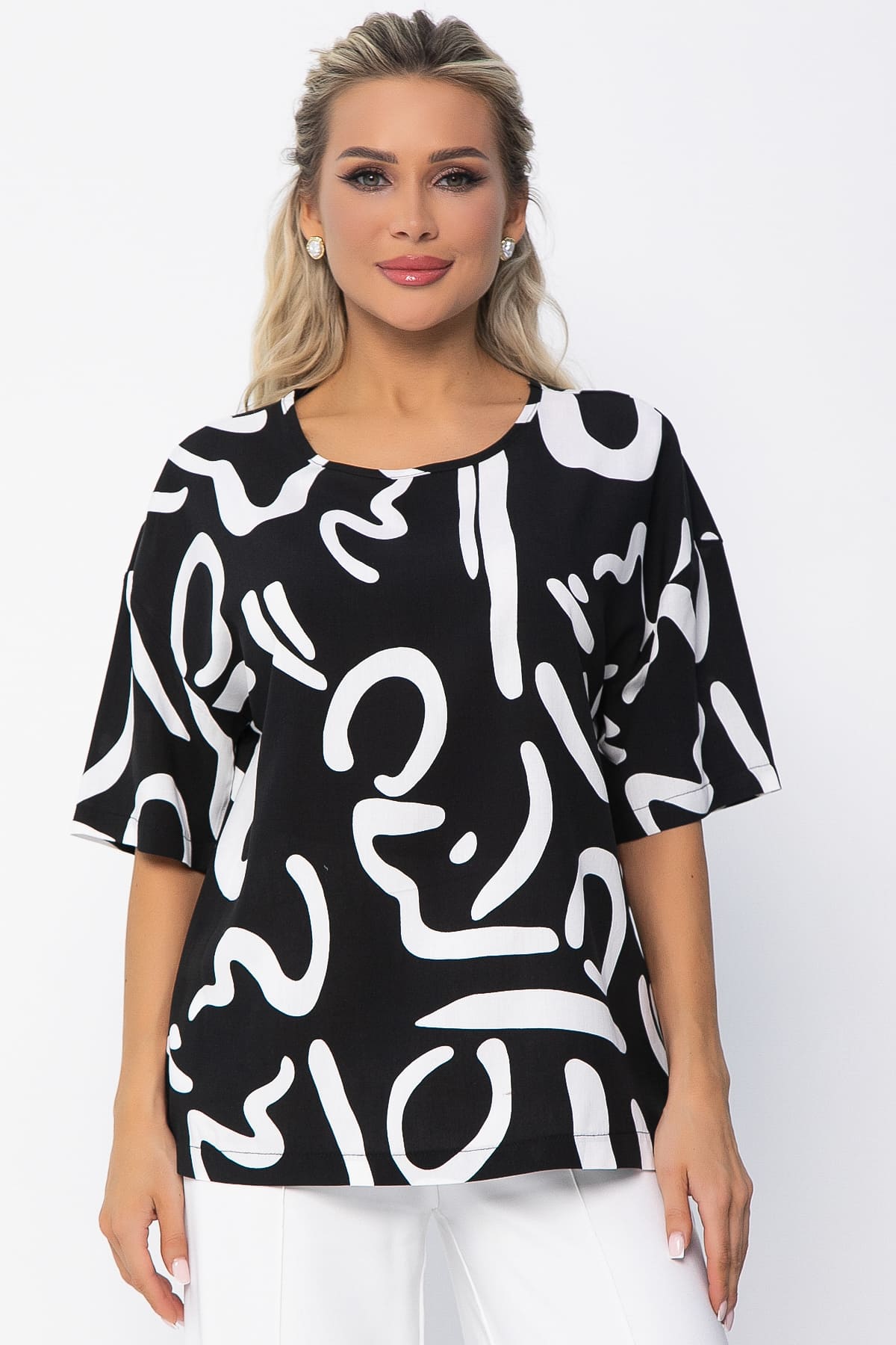 Блуза Аделаида (черная) Б13599-25М