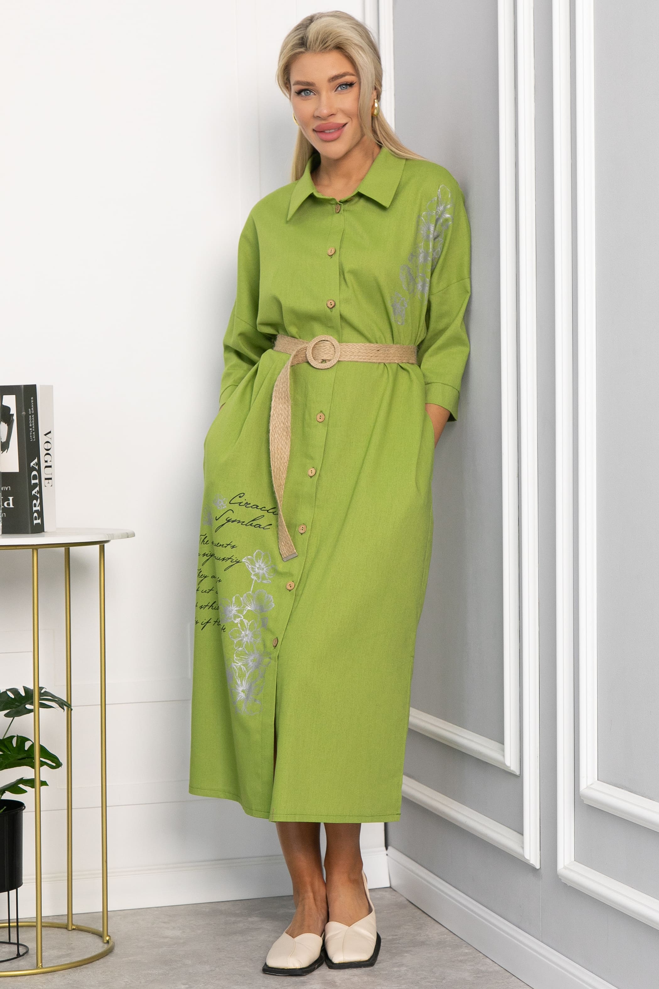 Платье Мирослава (лайм) П15470-7М