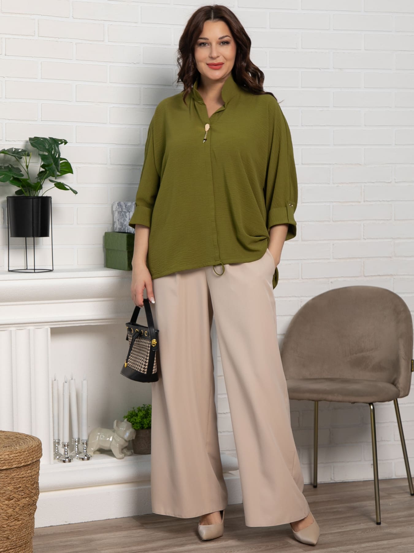 Блуза Серенада (оливковый) Б15551-24М