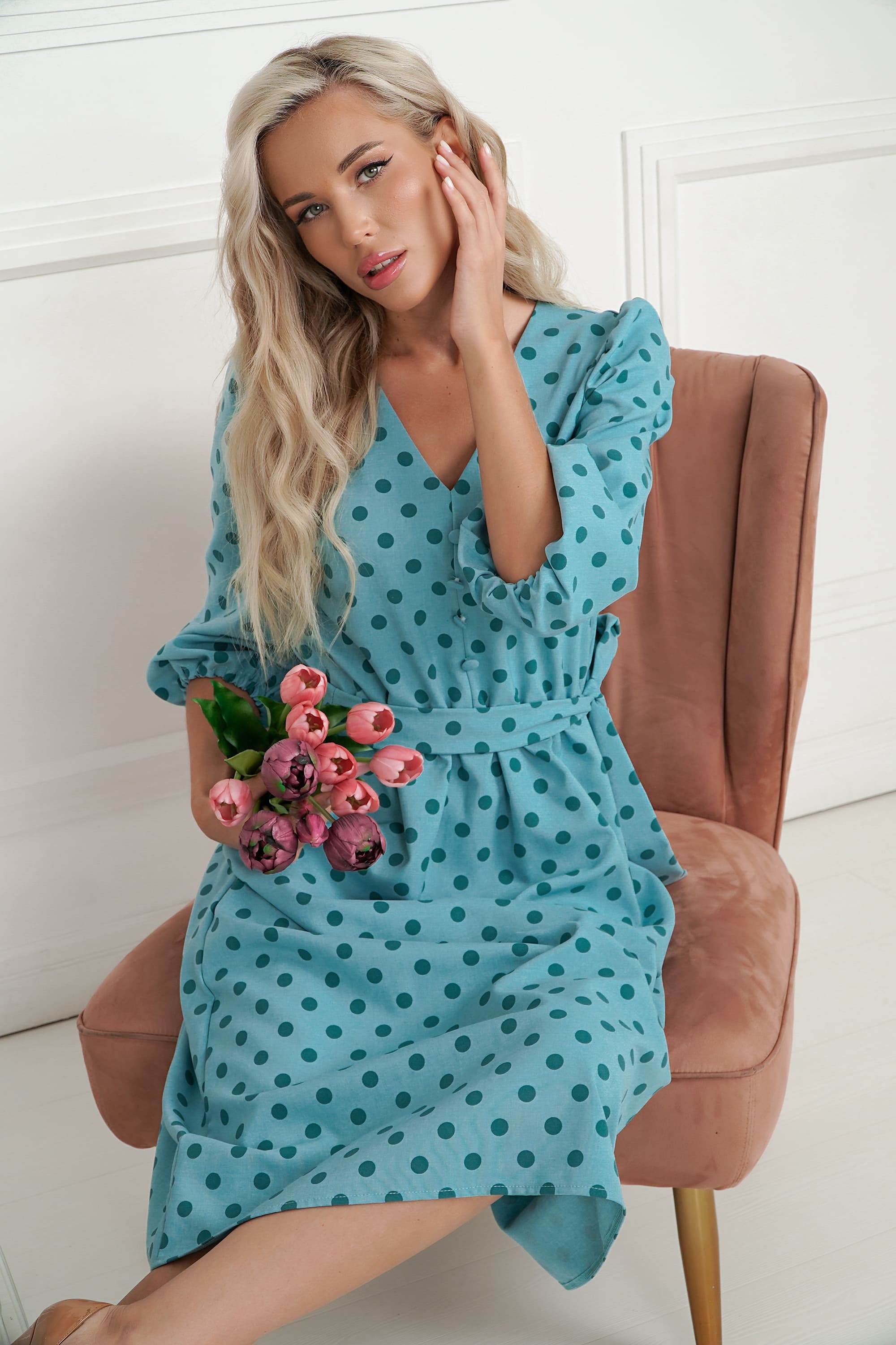 Платье Розетта (бирюзовое) П14114-45М