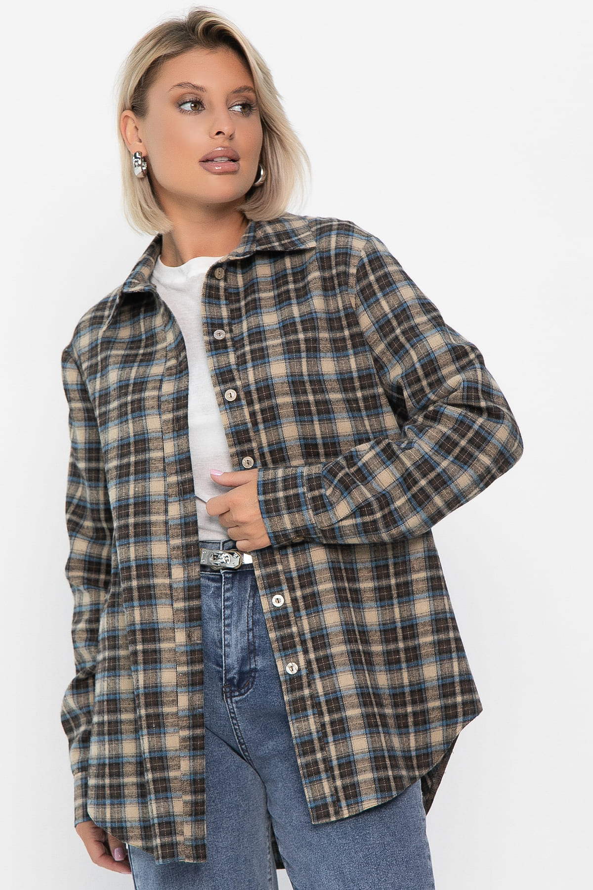 Рубашка Денни (бежево-коричневая) Б14136-7М