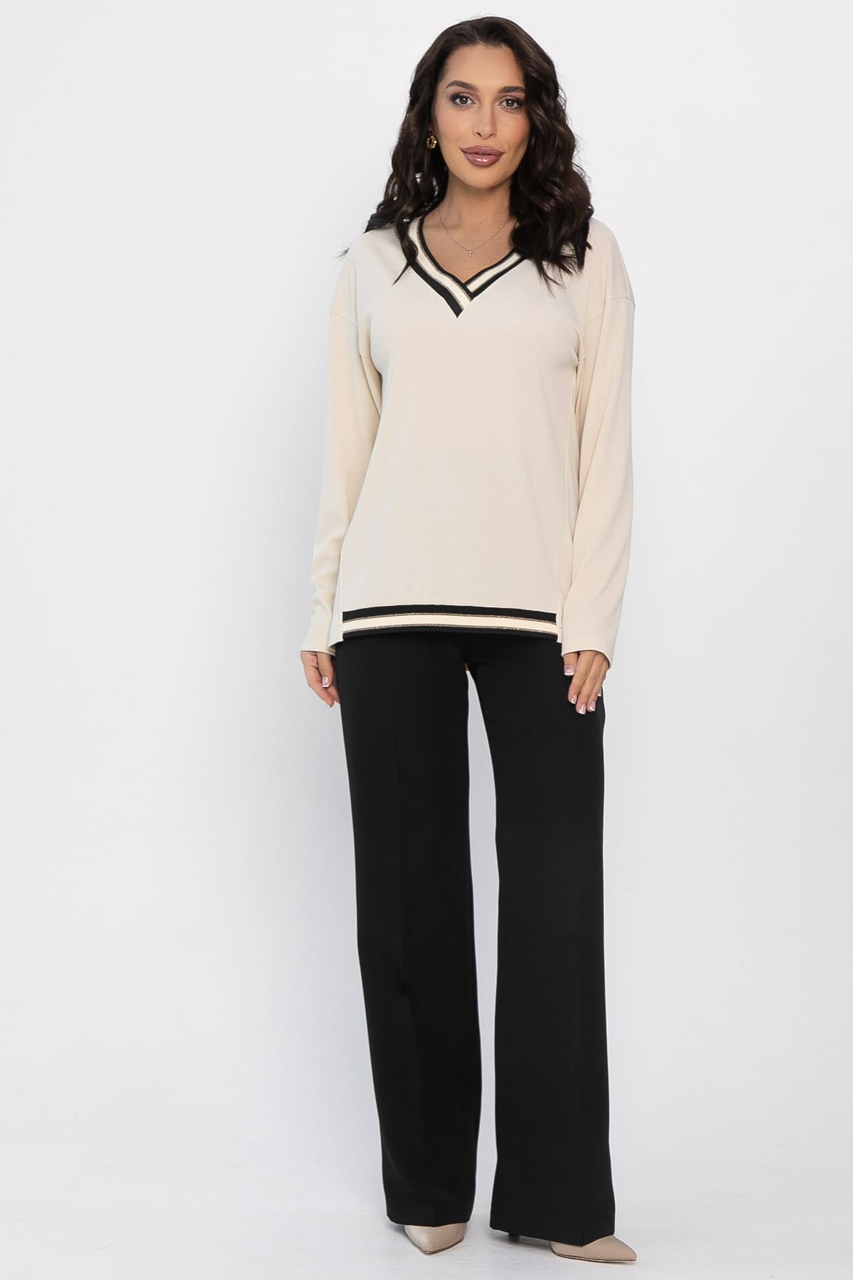 Джемпер трикотажный Камилла (бежевый) Б14453-5М