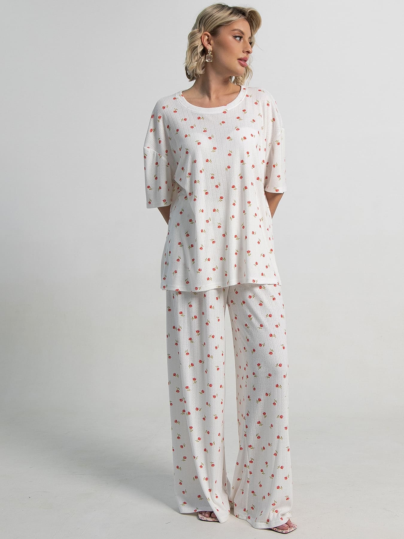 Костюм домашний с брюками Мона (белый) К15209-1М