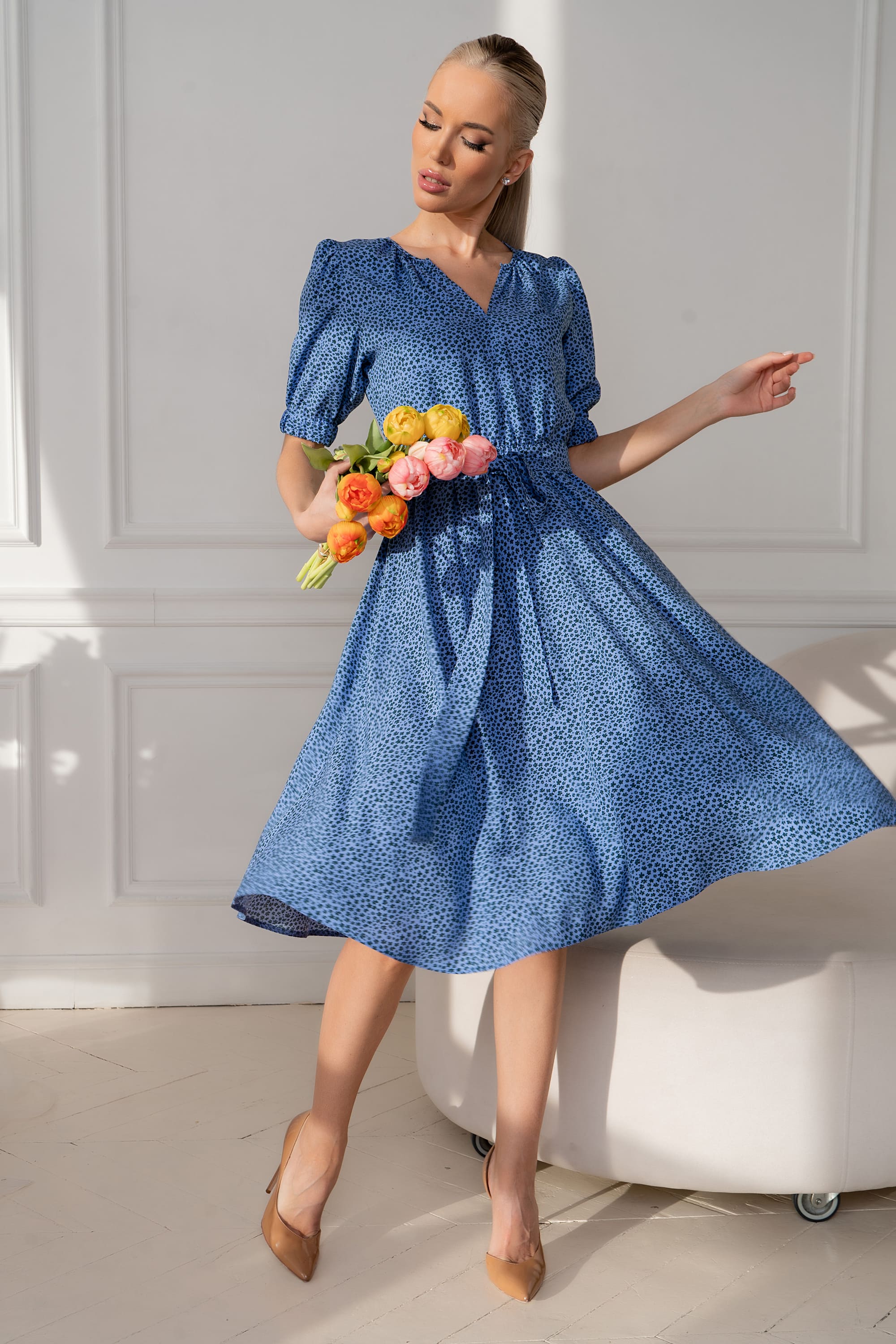 Платье Лагуна (голубое) П13443-45М