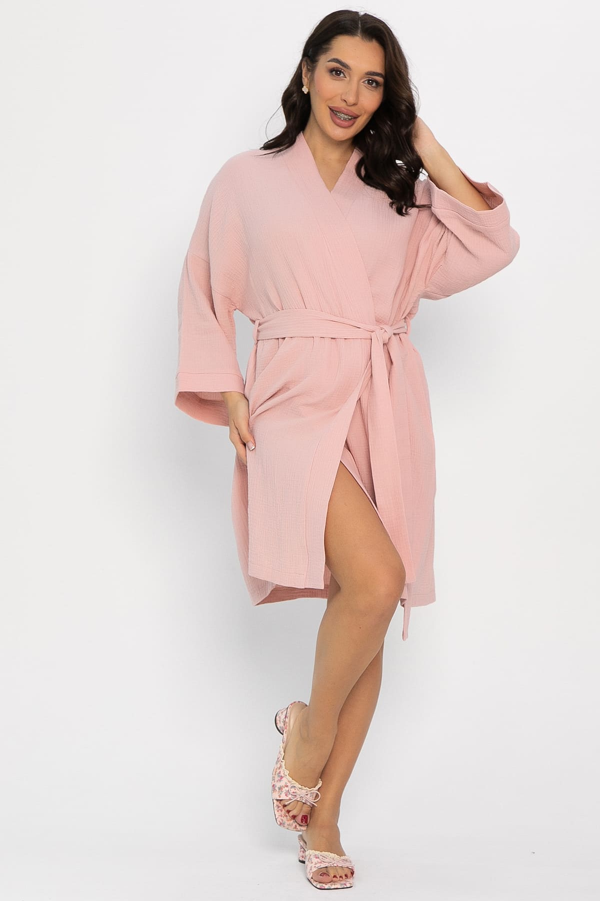 Халат-кимоно Муслин (розовое) П14578-52М