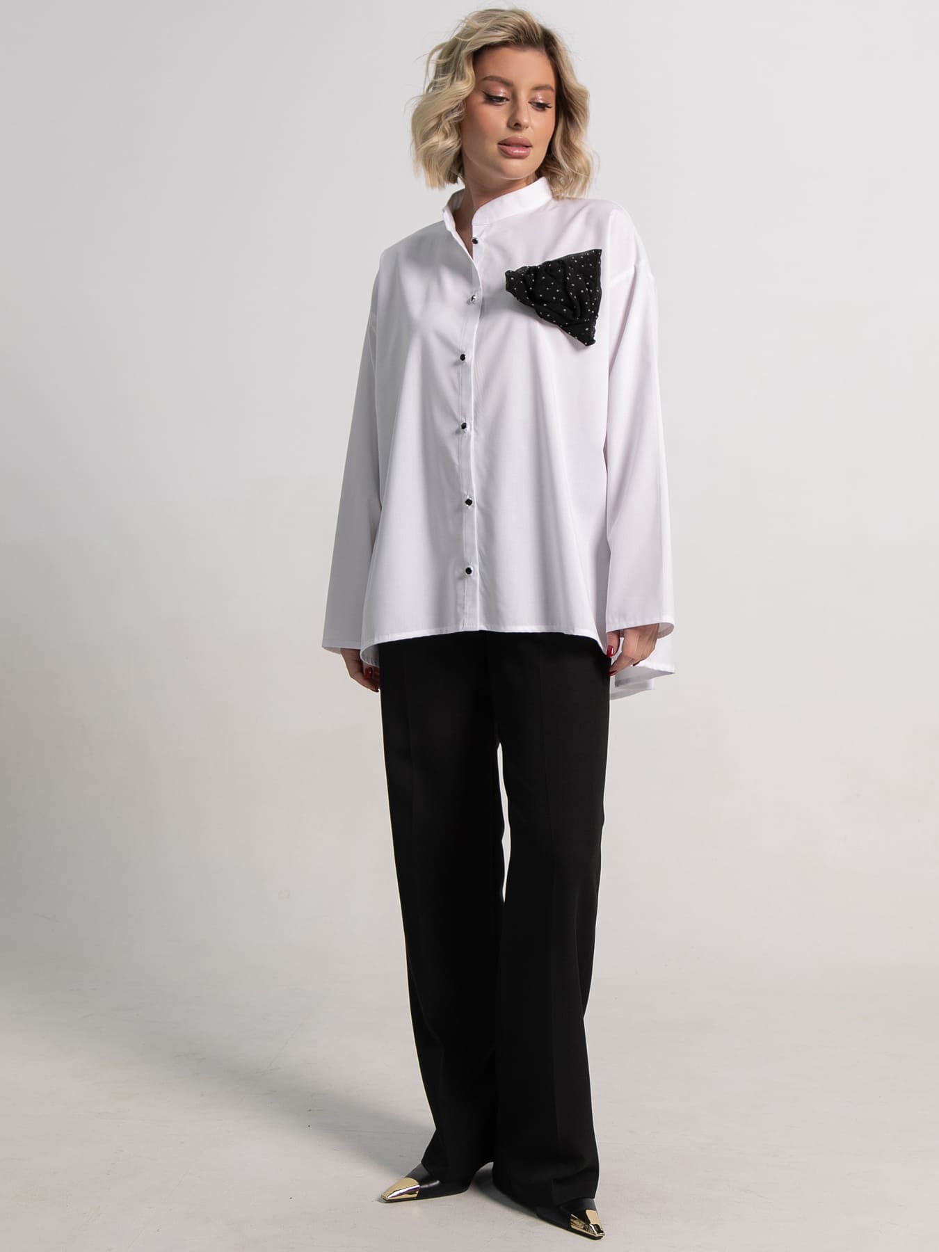 Блуза Луиза (бело-черная) Б15188-39М