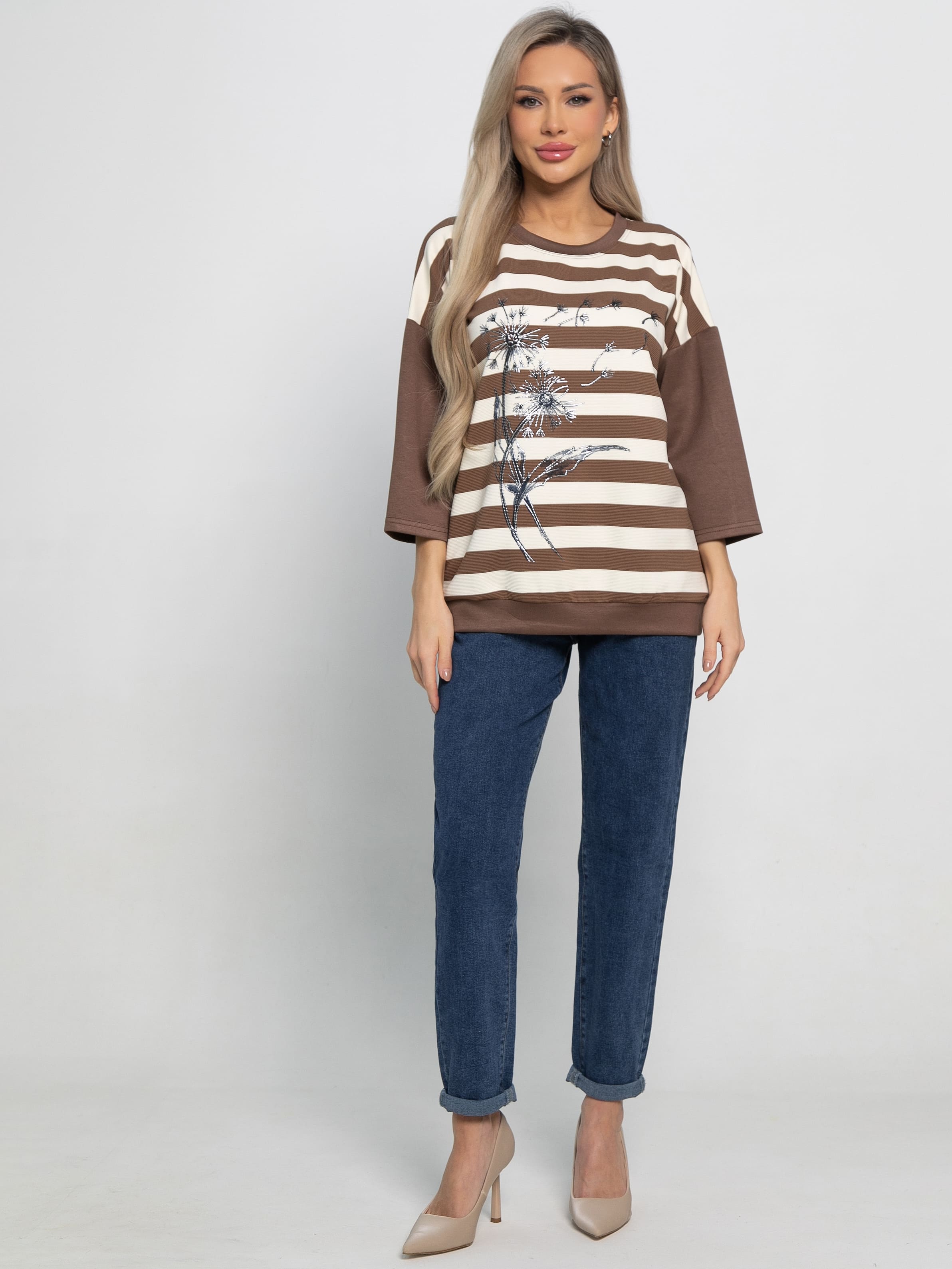 Блуза Джорджианна (бежево-коричневая) Б15130-18М