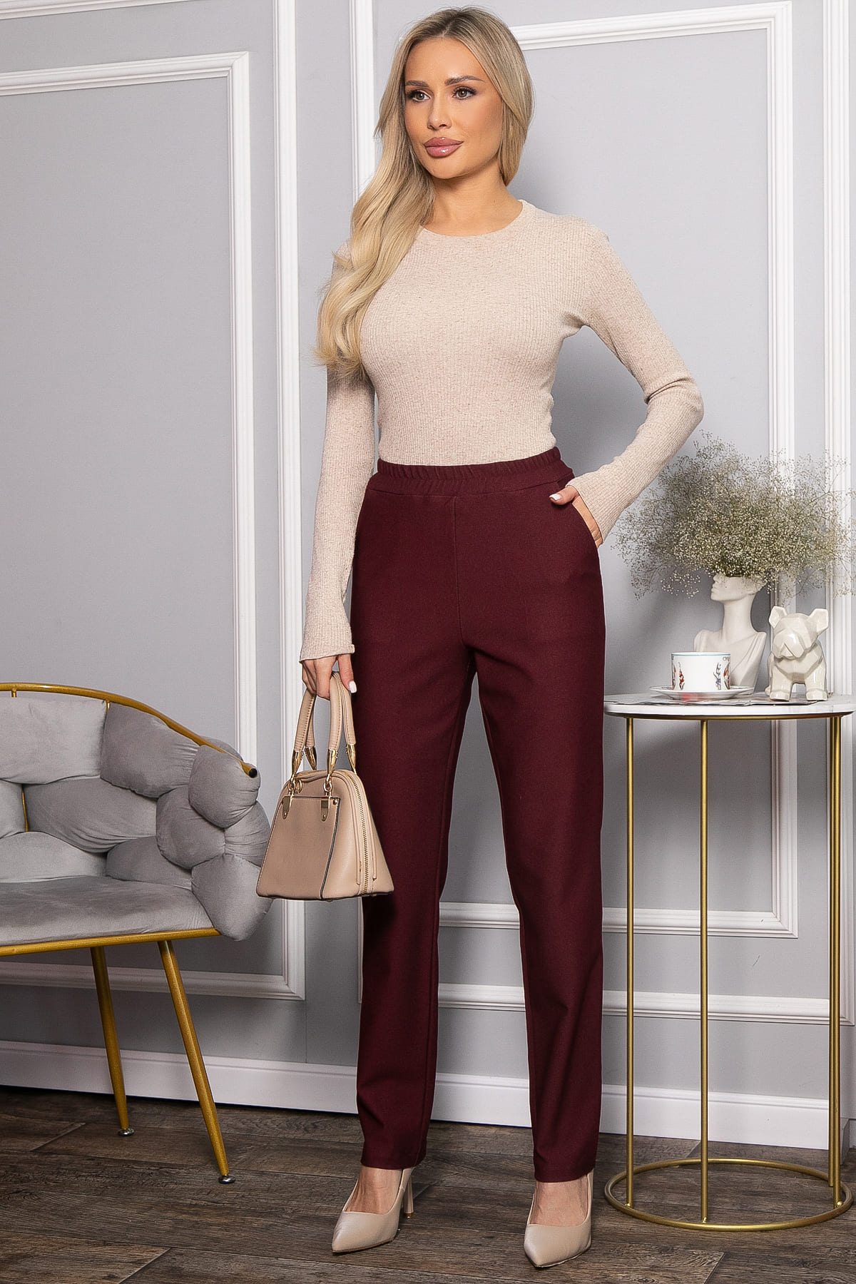 Брюки Беззаботное путешествие (бордовые) Б14388-16М