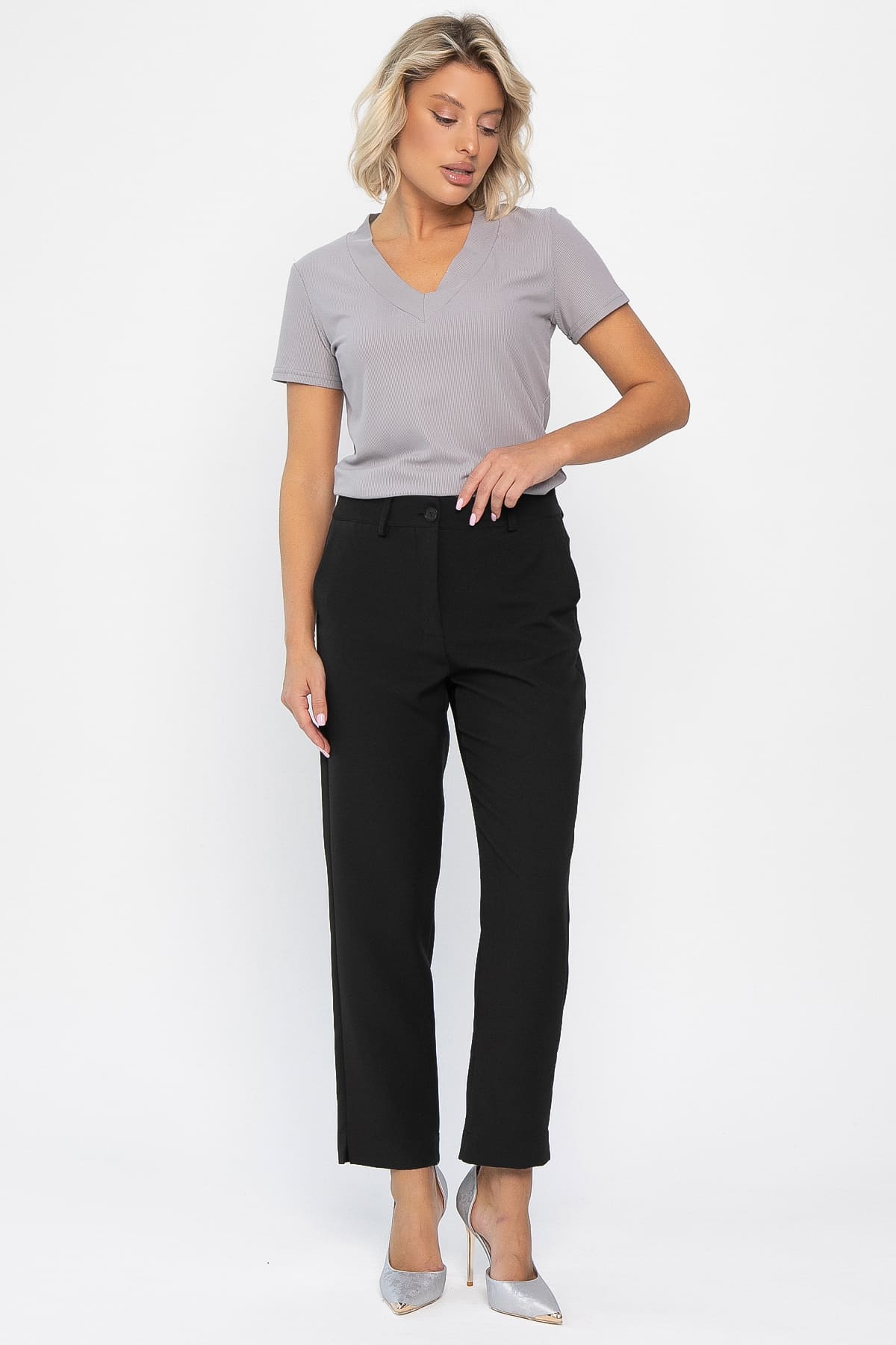 Брюки укороченные Энни (черные) Б14284-10М