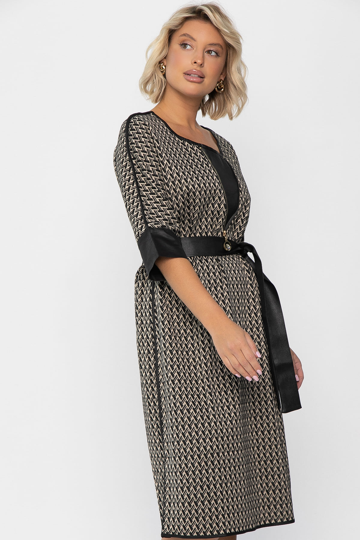 Платье Селин (черно-бежевое) П11301