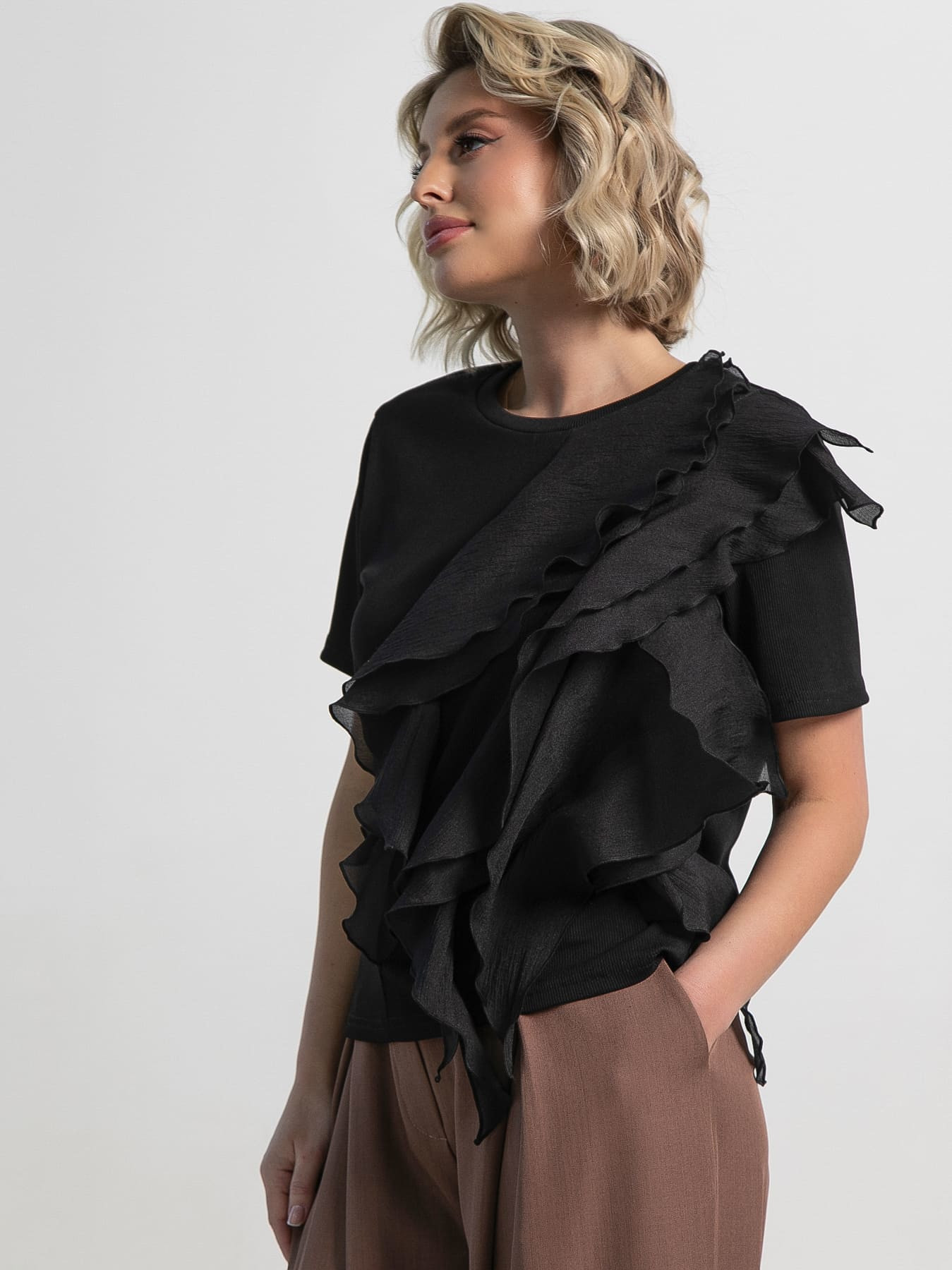 Блуза праздничная Риана ХИТ (черная) Б15078-5М