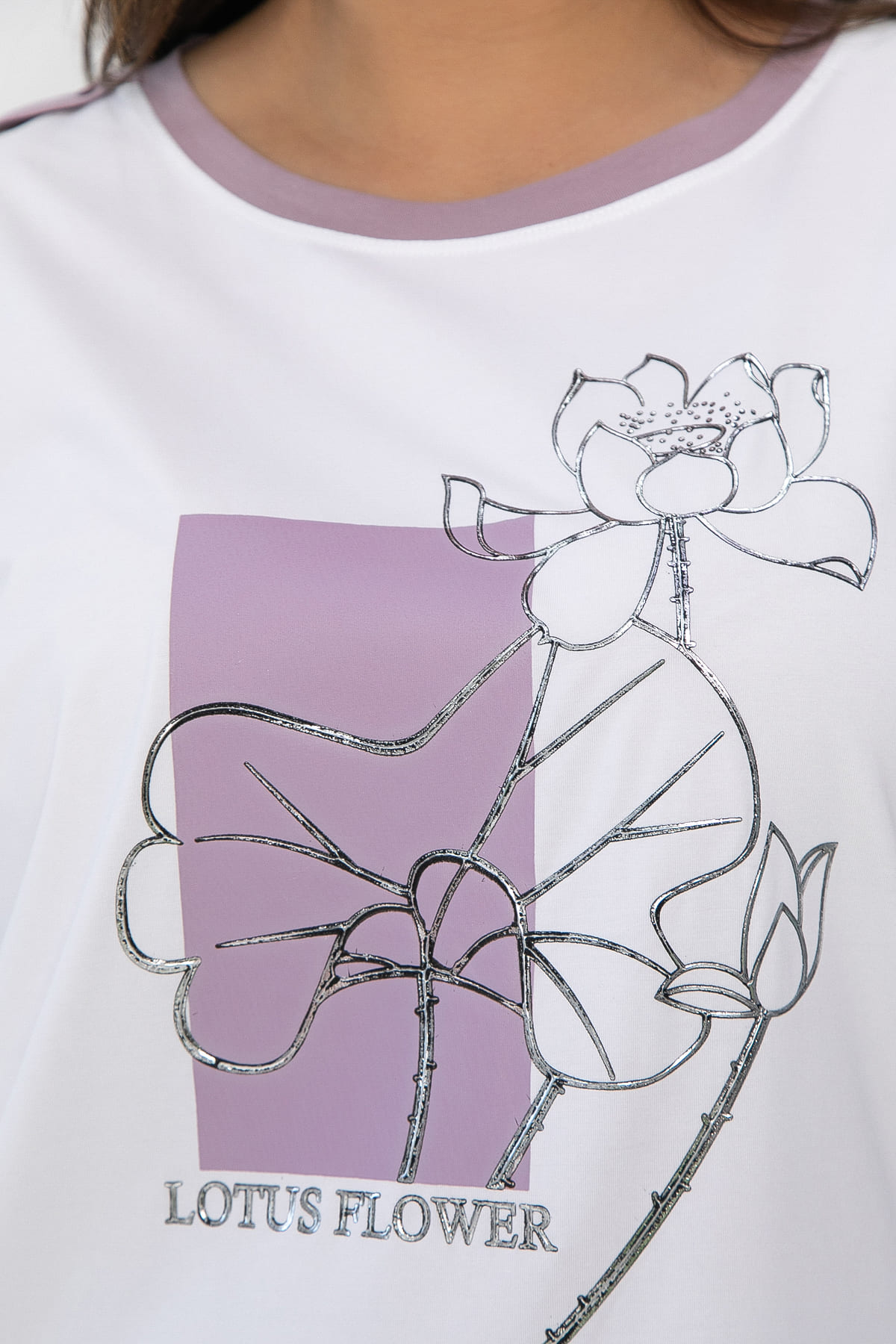 Блуза Чарли (бело-сиреневая) Б13802-20М