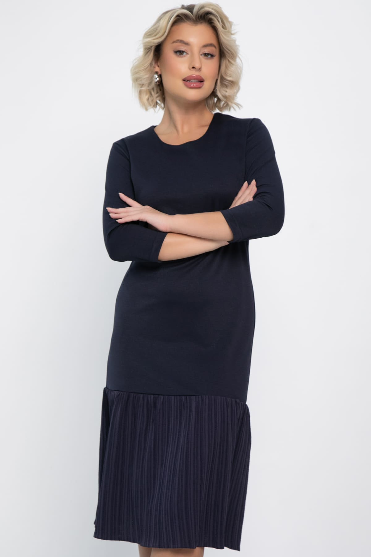 Платье с воланом Ливия (синее) П14810-10М